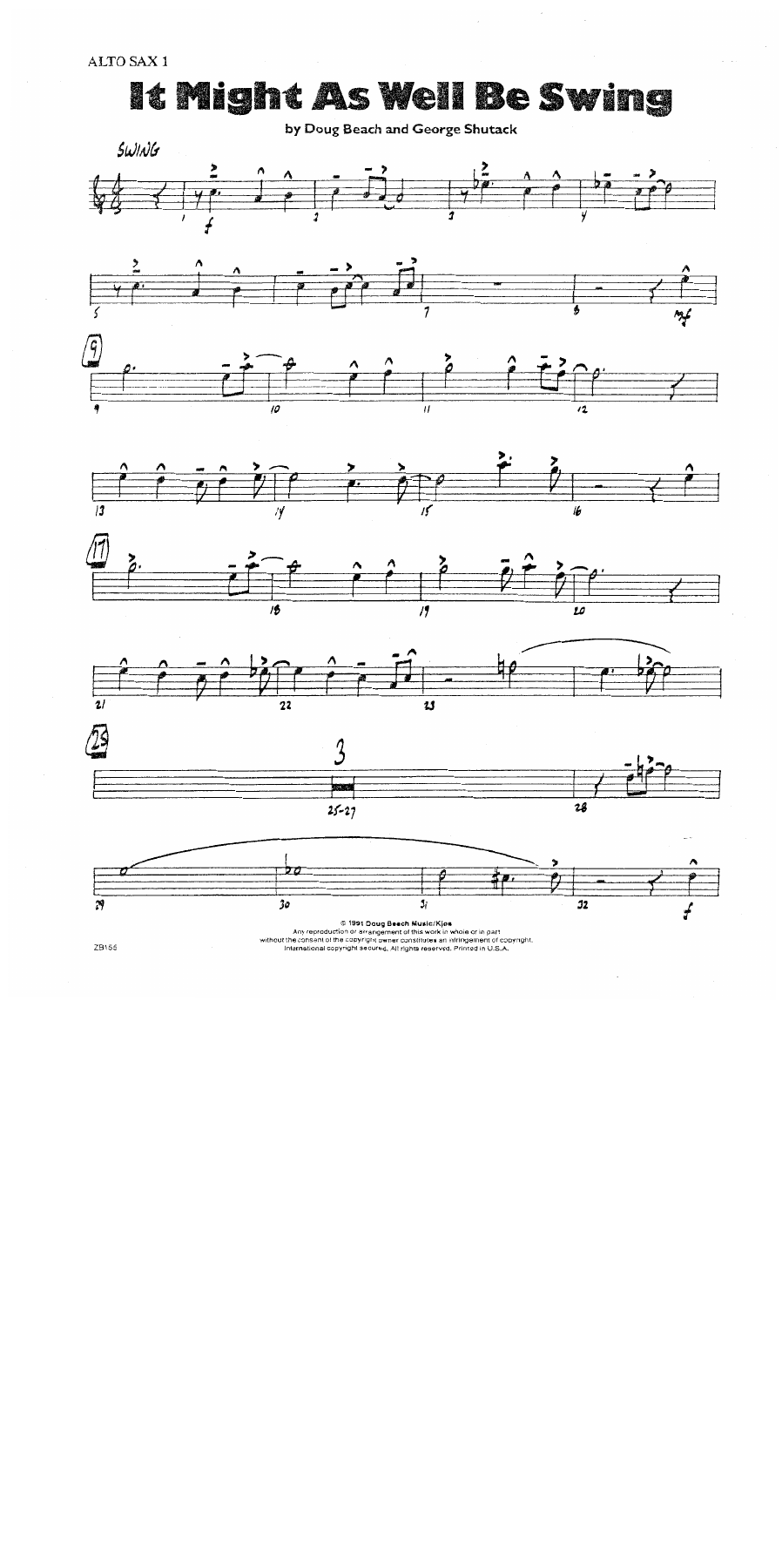 It Might As Well Be Swing — Big Band sheet music arranged by D.Beach | Jazz Standard