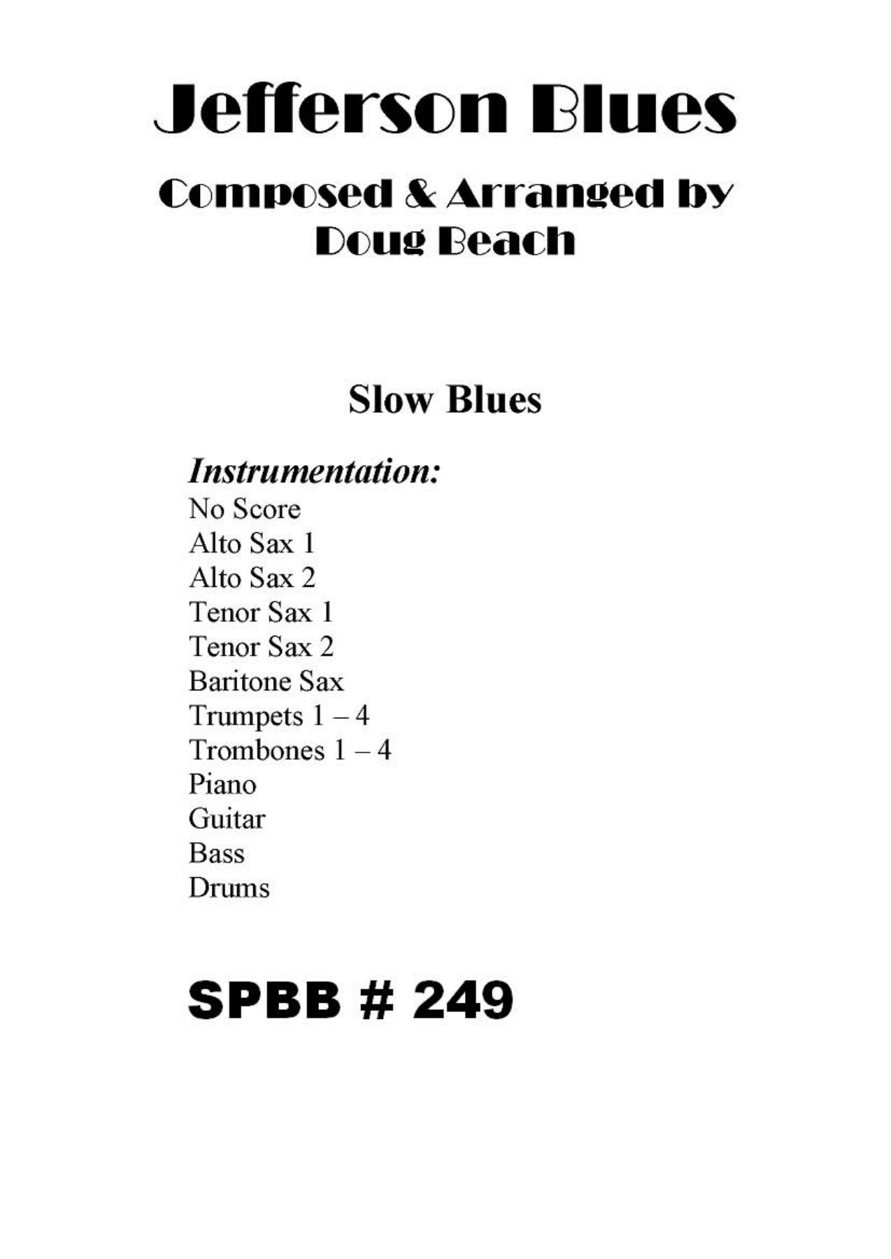 Jefferson Blues — sheet music cover (first page)