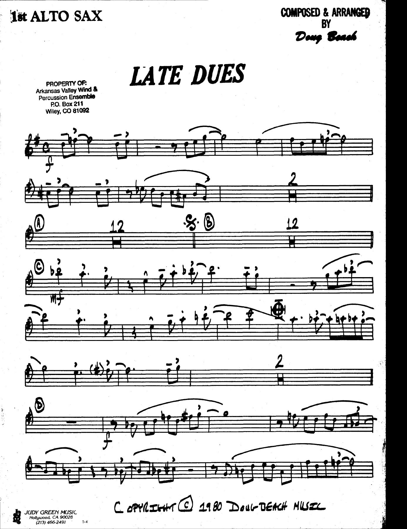 Late Dues — sheet music cover (first page)