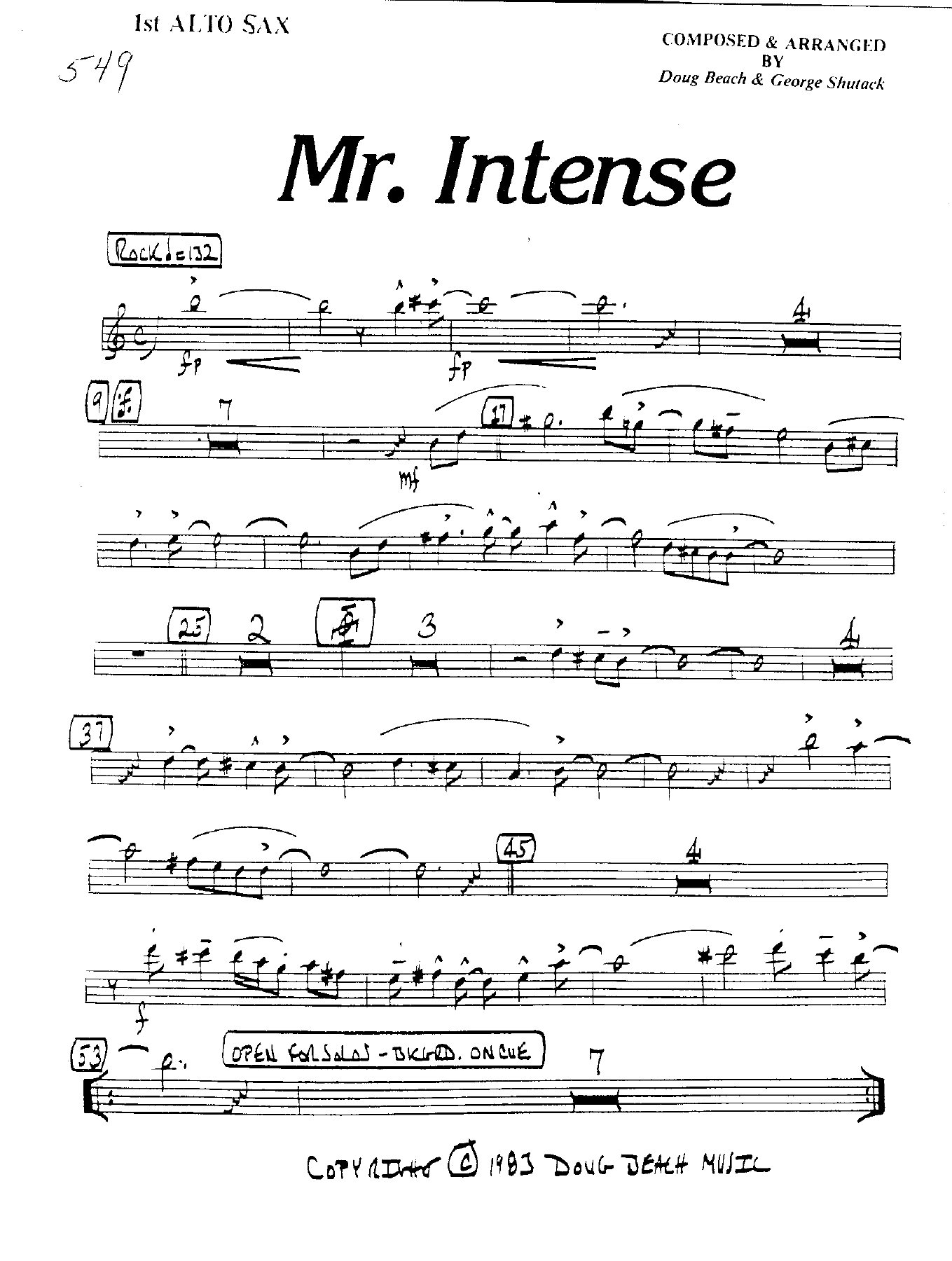 Mr.Intense — sheet music cover (first page)