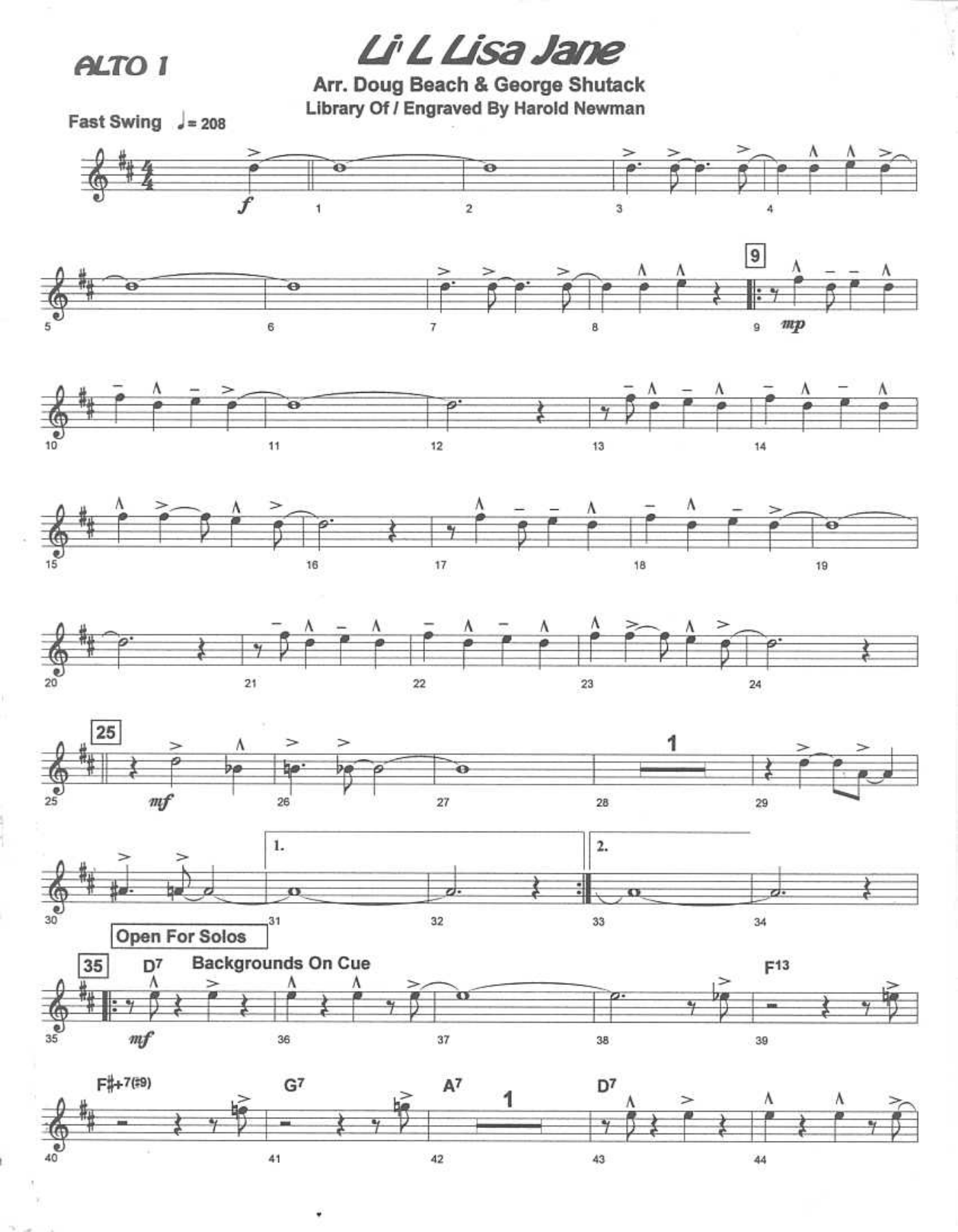 Li'l Liza Jane — sheet music cover (first page)