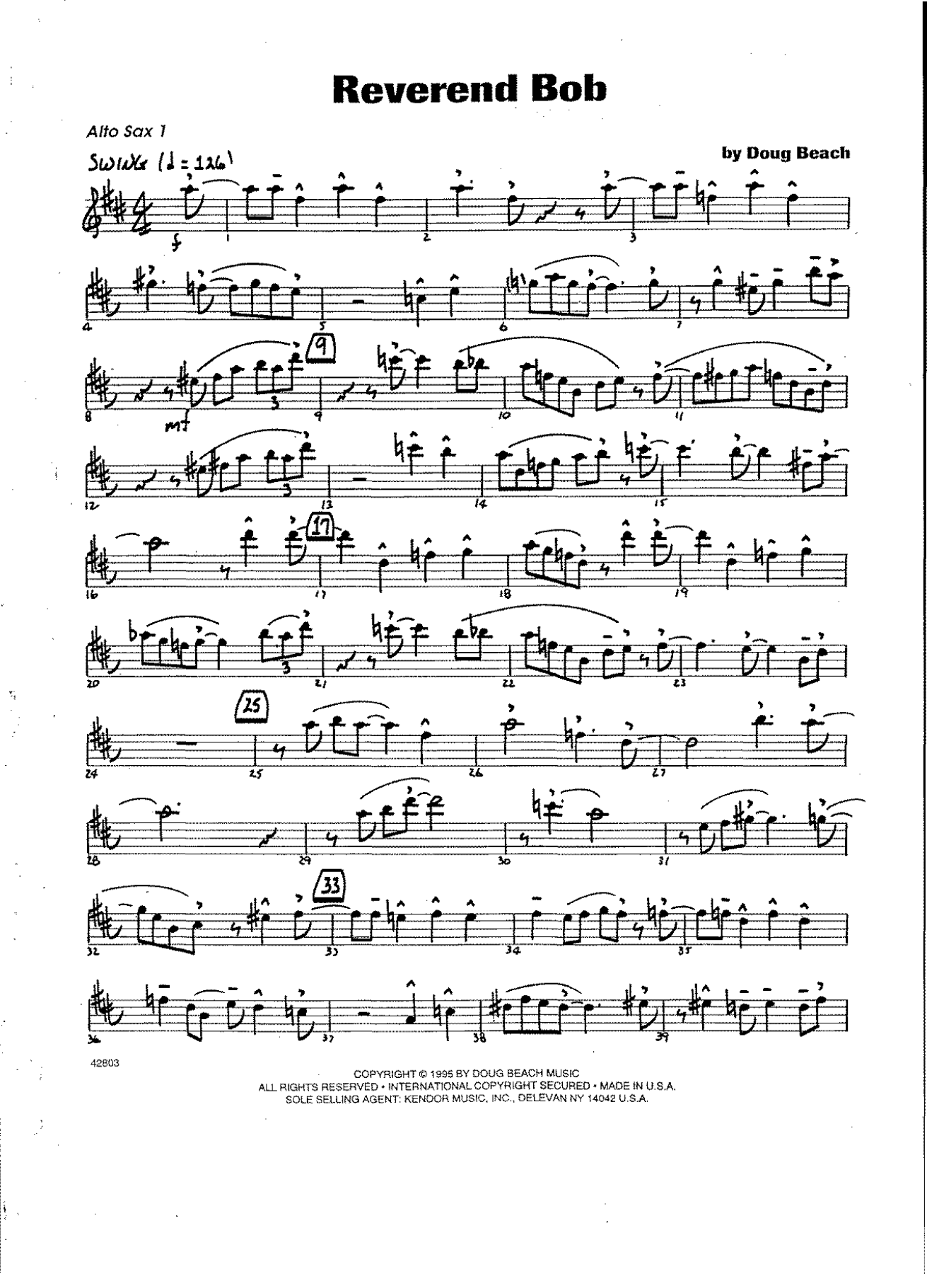 Reverend Bob — sheet music cover (first page)
