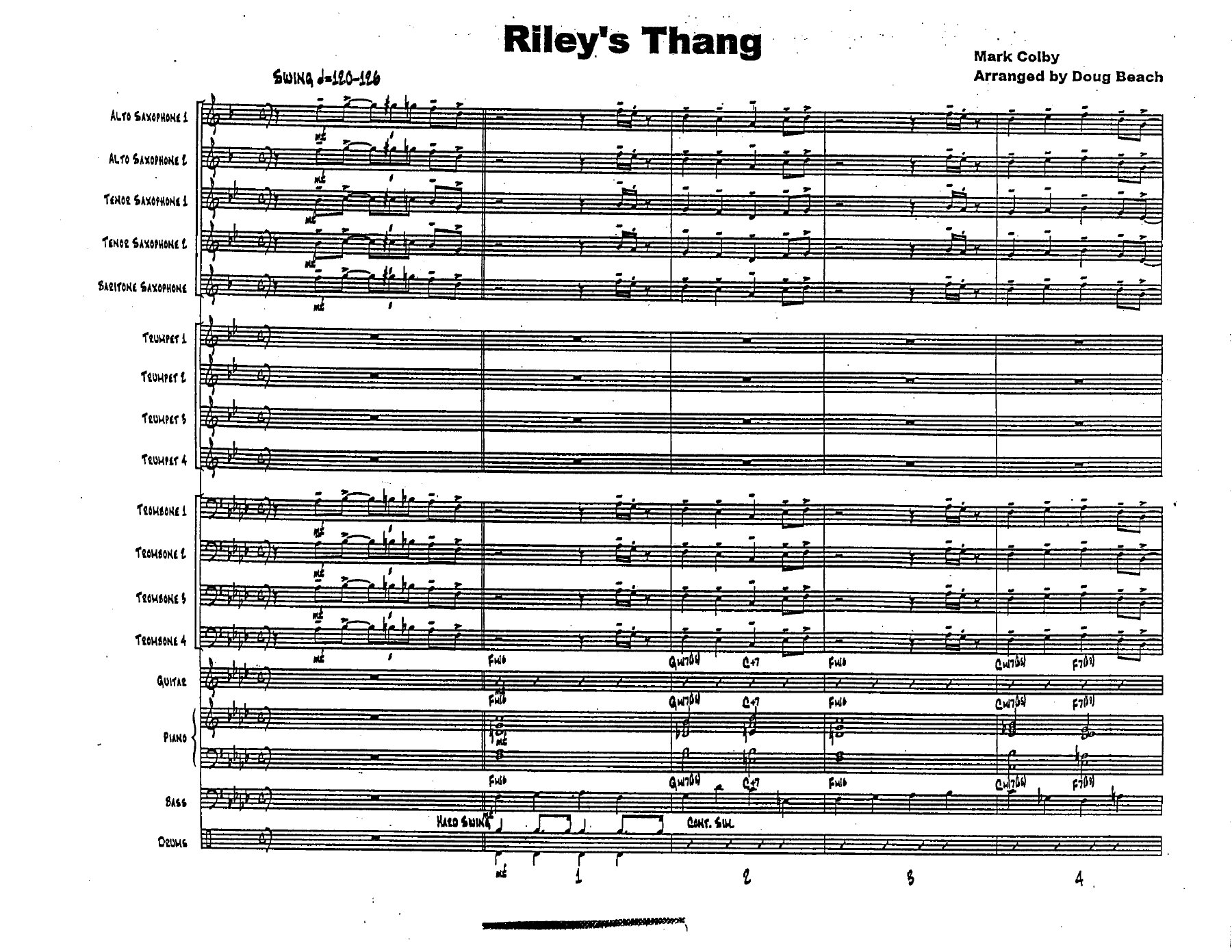Riley's Thang — sheet music cover (first page)