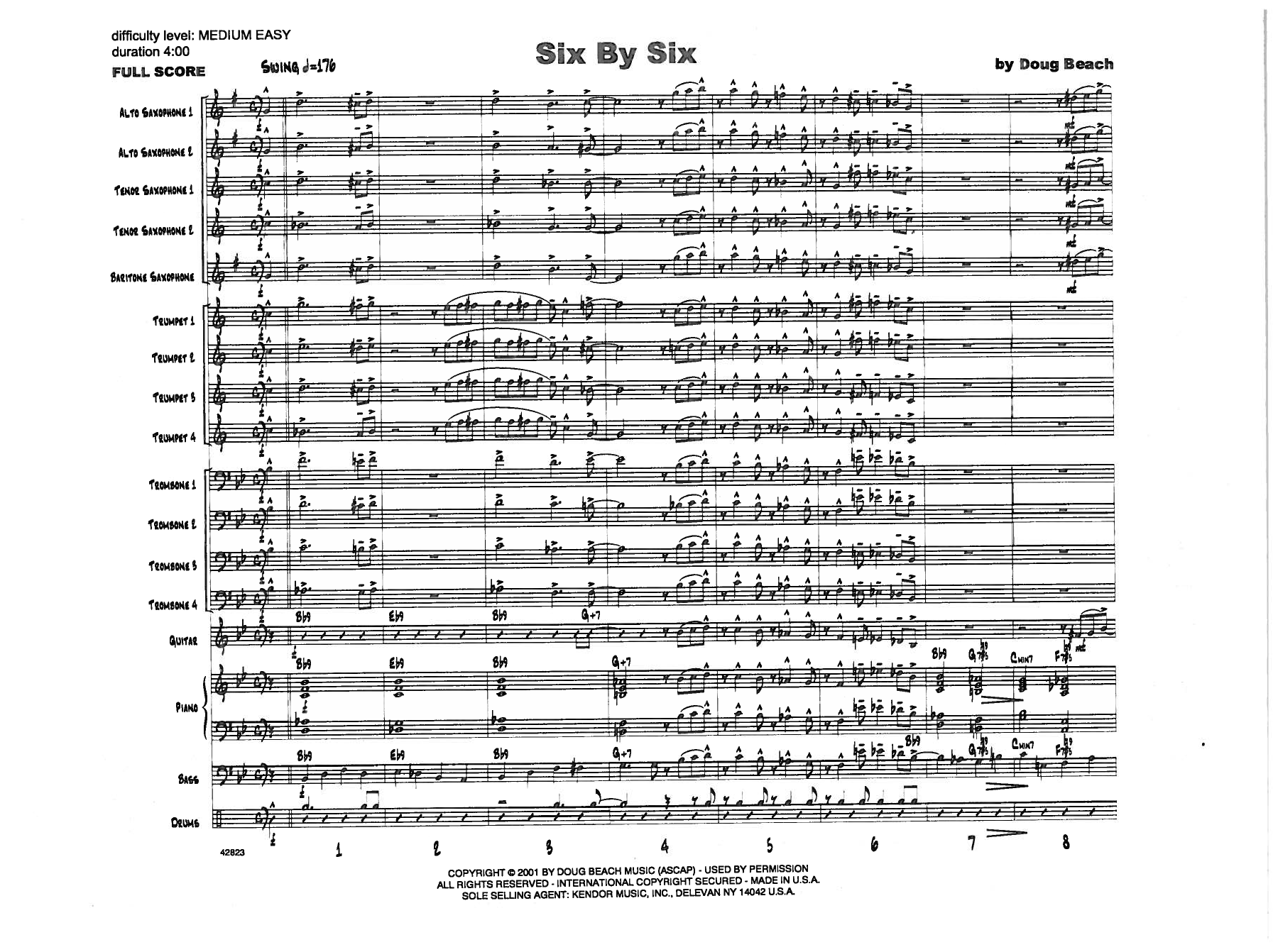 Six By Six — sheet music cover (first page)