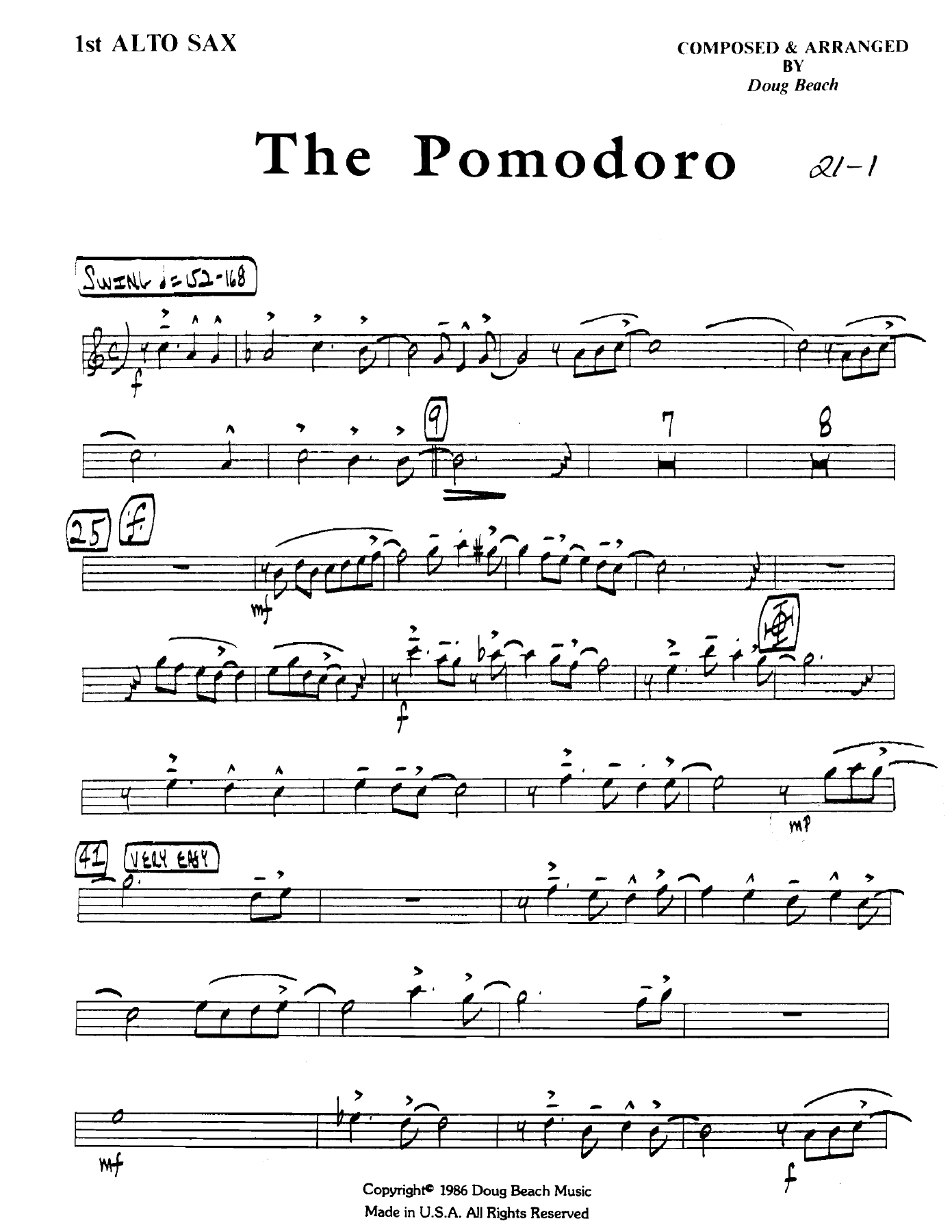 The Pomodoro — Big Band sheet music arranged by D.Beach | Jazz Standard