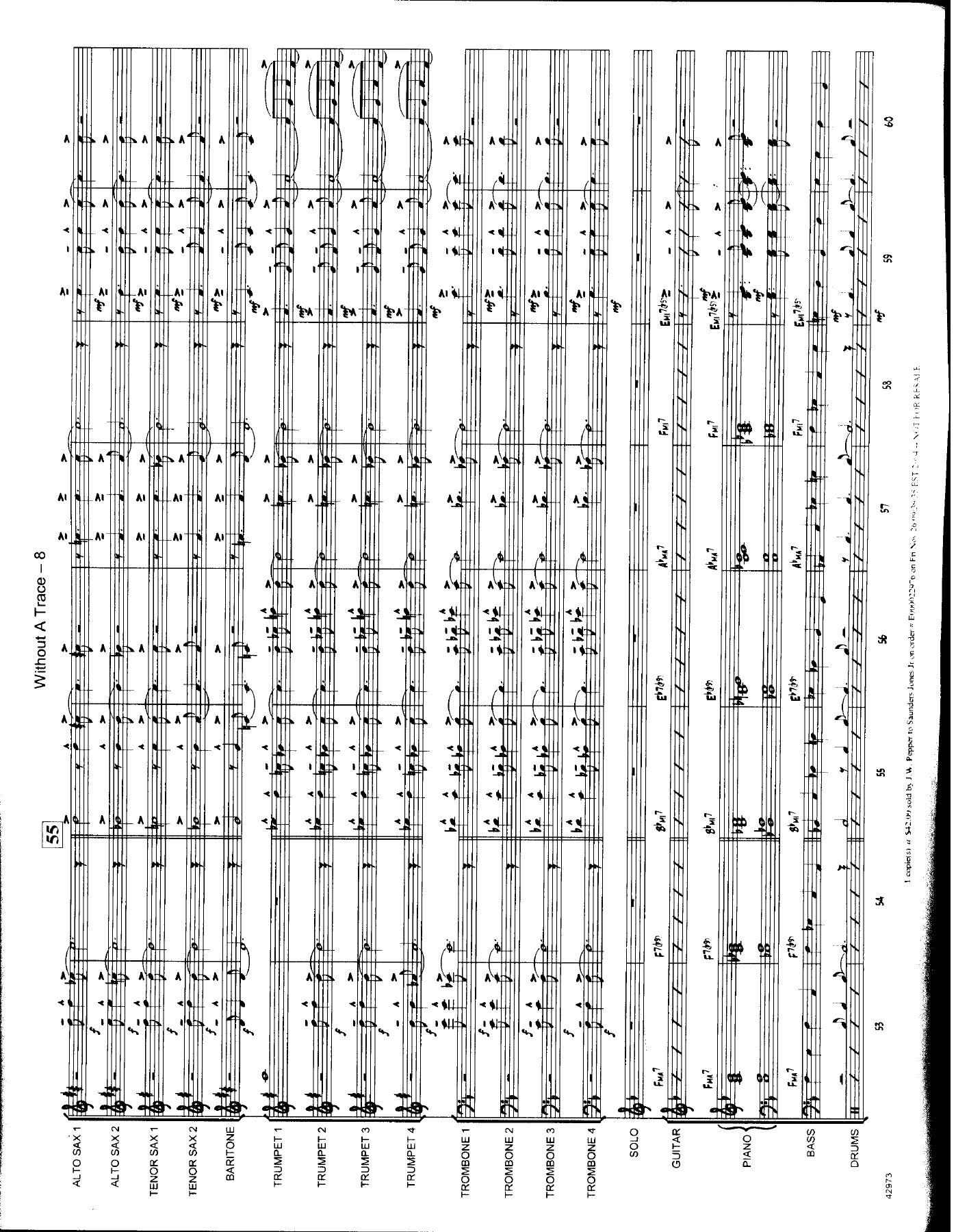 Without A Trace — sheet music cover (first page)