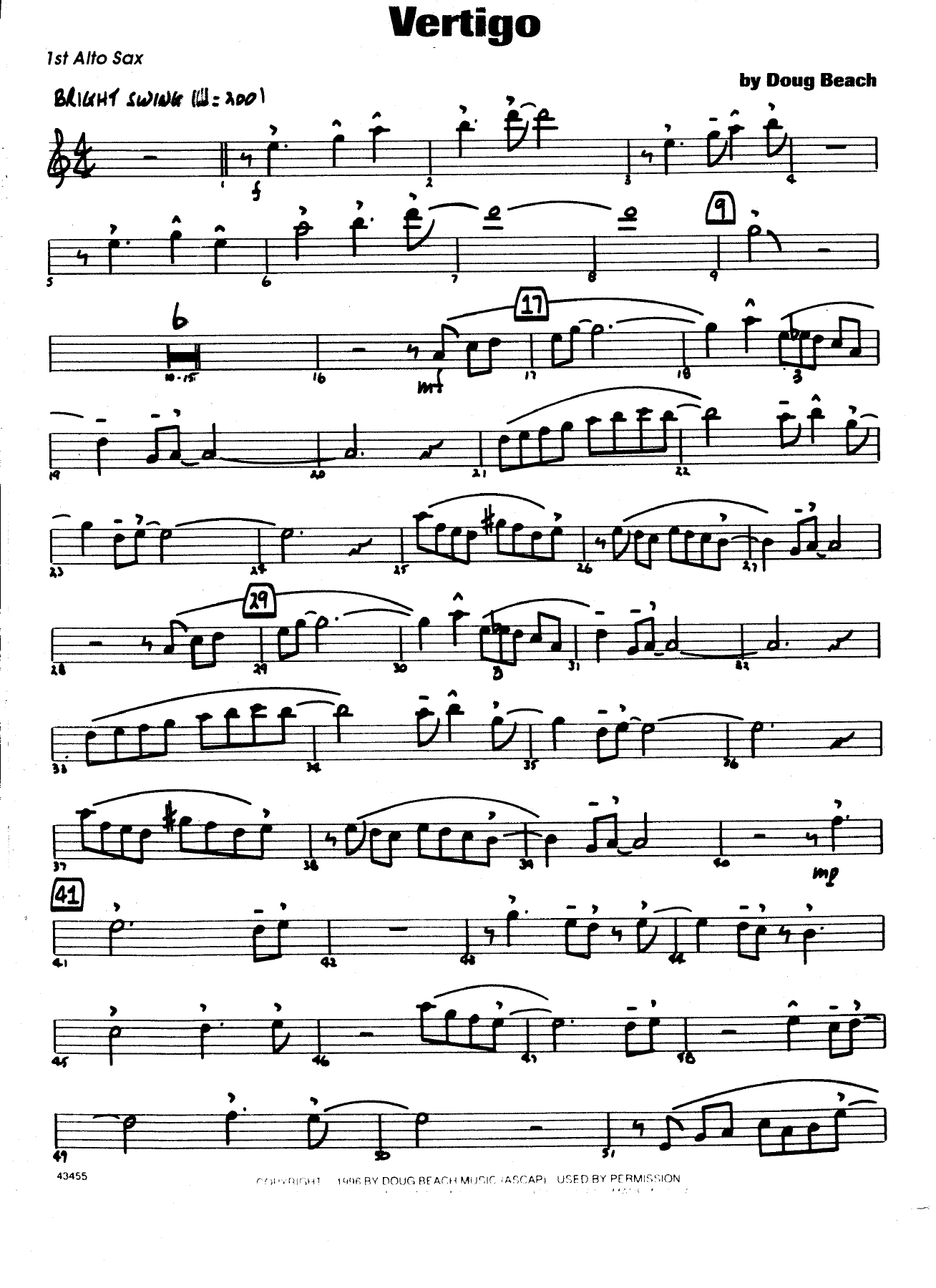 Vertigo — sheet music cover (first page)