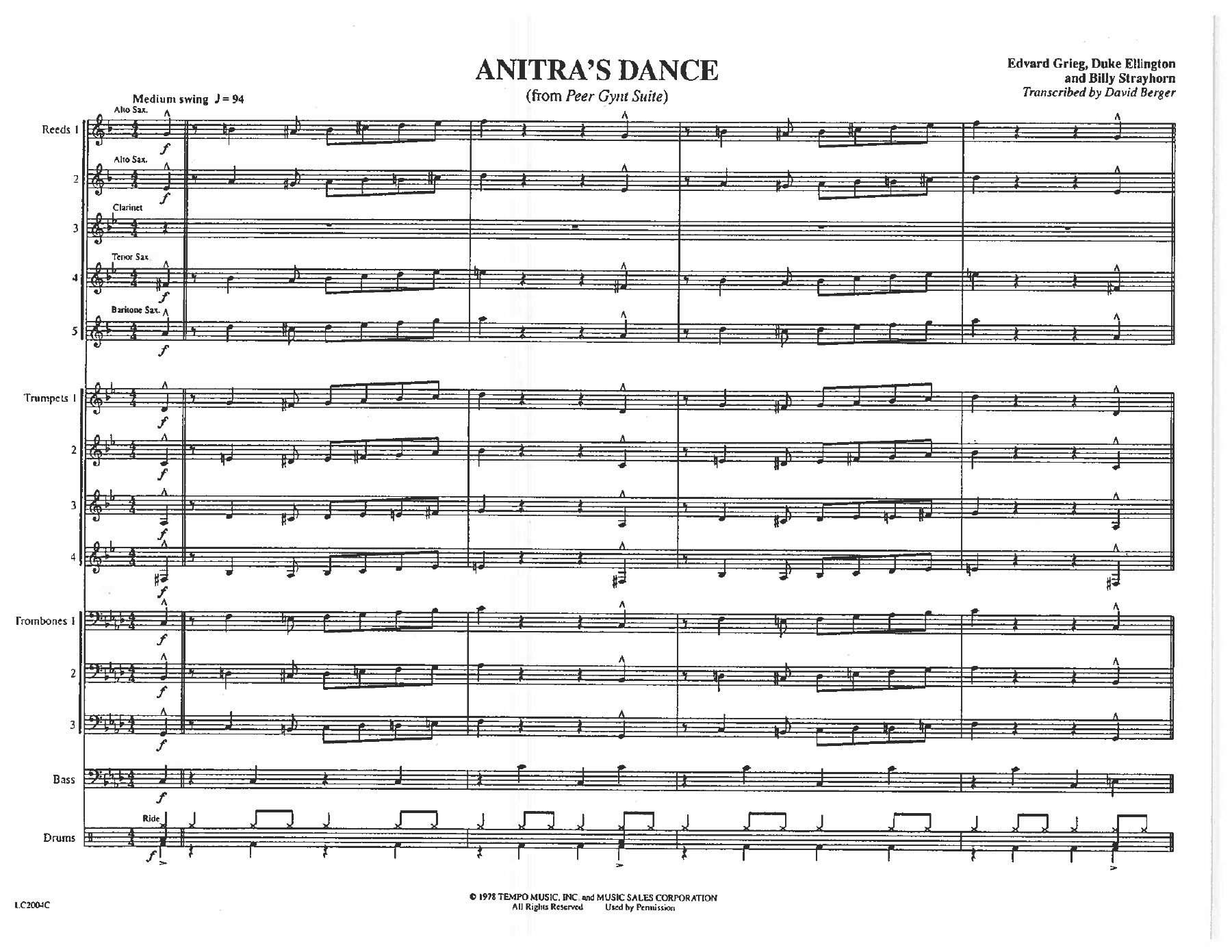 Anitra's Dance (D.Ellington) D.Berger MP3 — sheet music preview