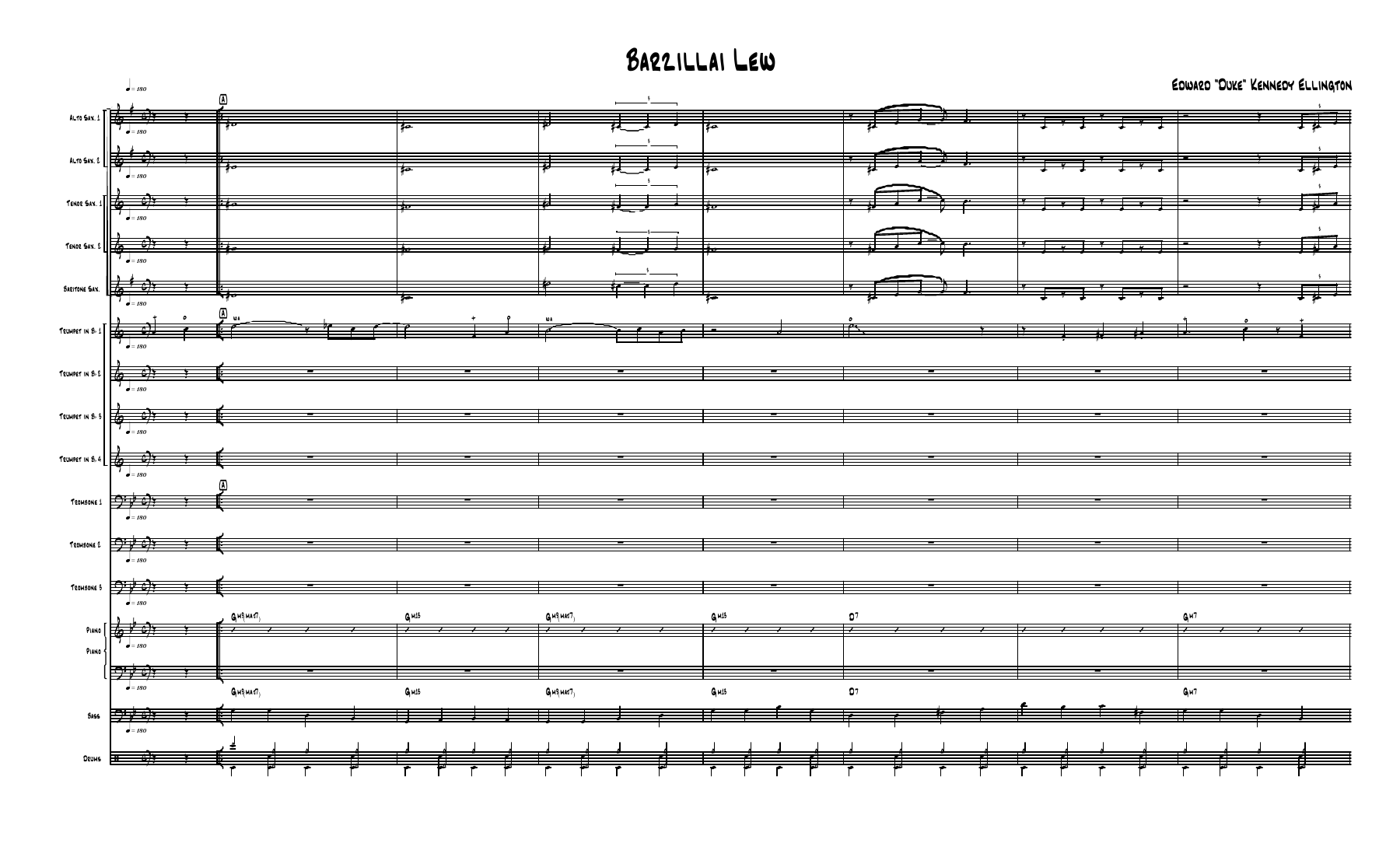 Barzillai Lew — Big Band sheet music arranged by D.Ellington | Jazz Standard