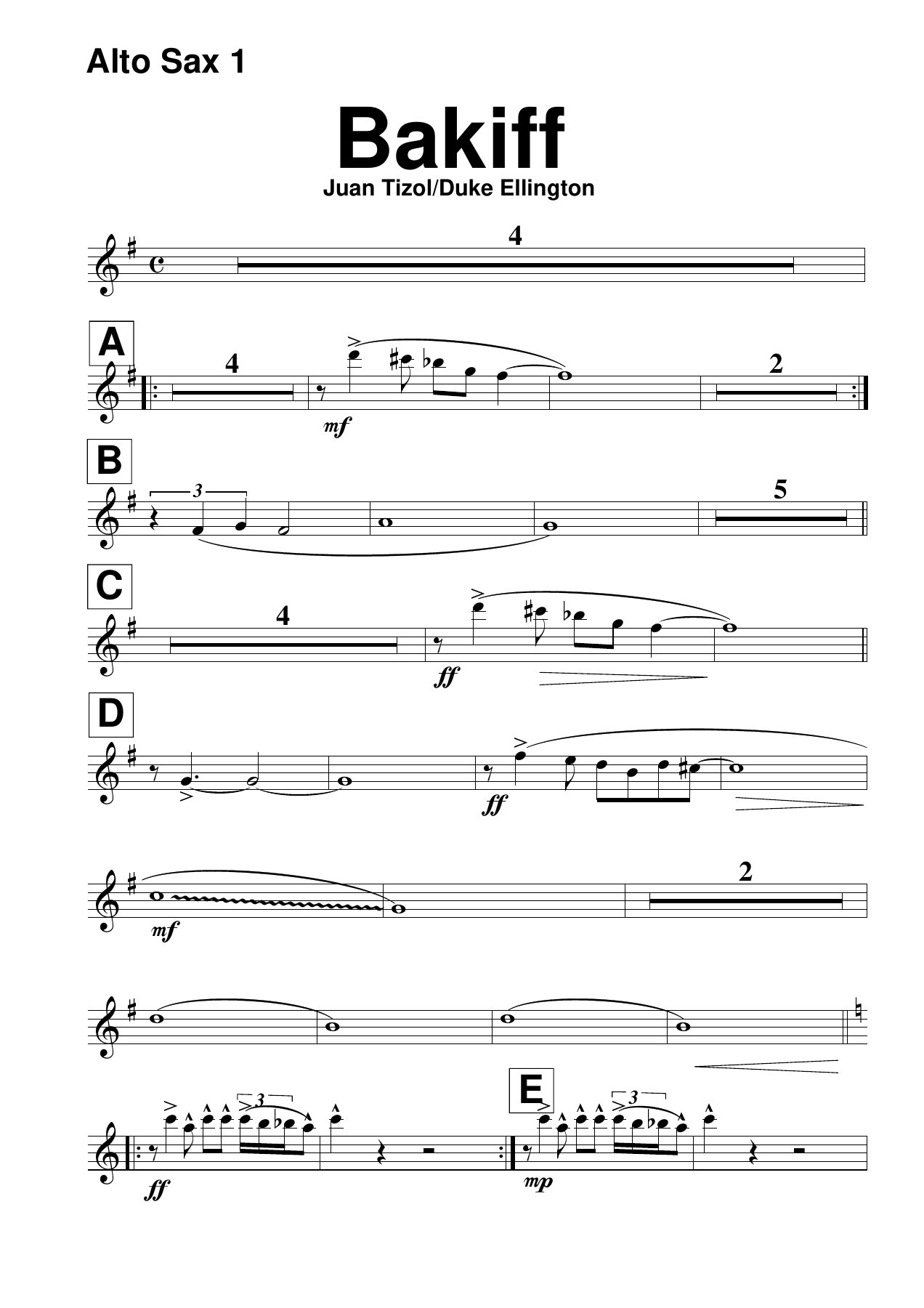 Bakiff — sheet music cover (first page)