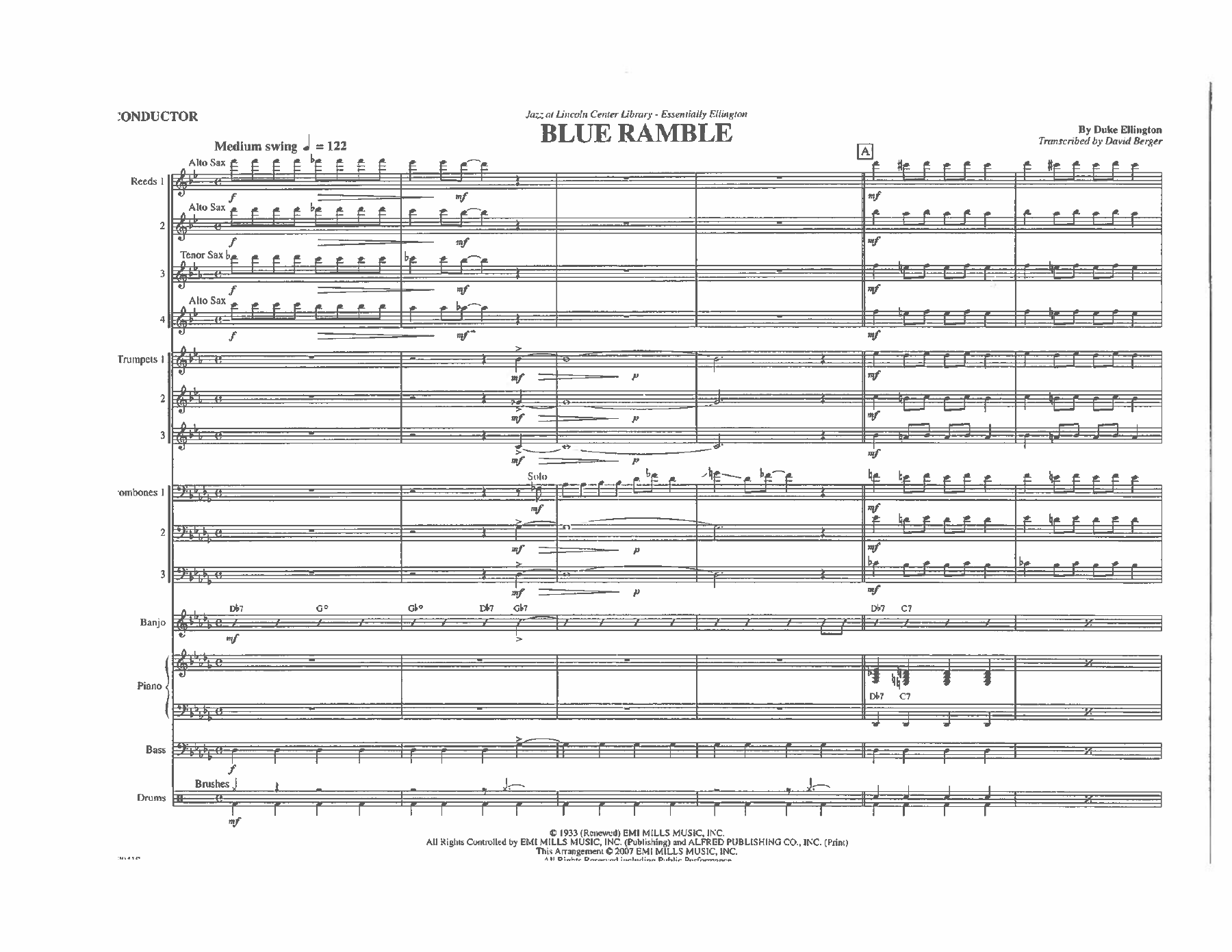 Blue Ramble (D.Ellington) D.Berger — sheet music cover (first page)