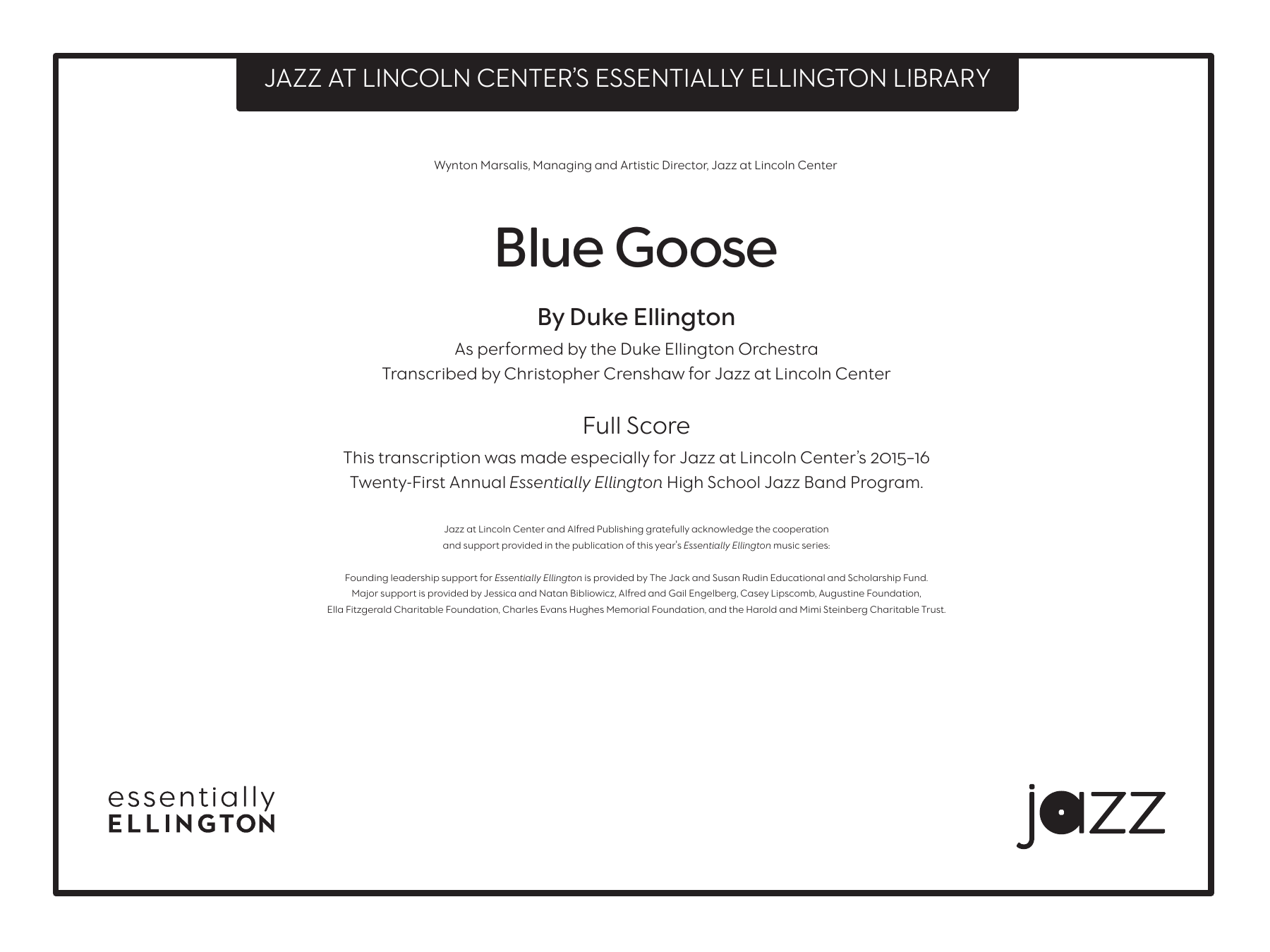 Blue Goose — sheet music cover (first page)