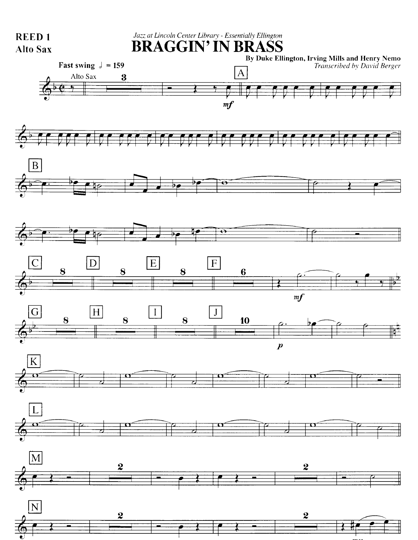 Braggin' In Brass — Big Band sheet music arranged by D.Ellington | Jazz Standard
