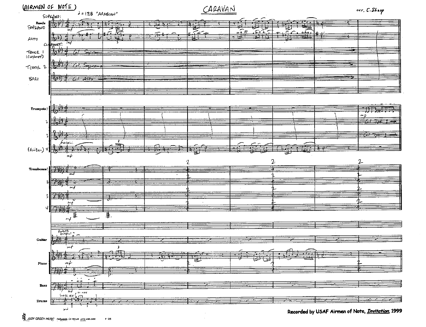 Caravan (Chris Sharp) Played by Airmen Of Note) — Big Band sheet music arranged by Duke Ellington & B.Strayhorn.D.Berger | Jazz Standard