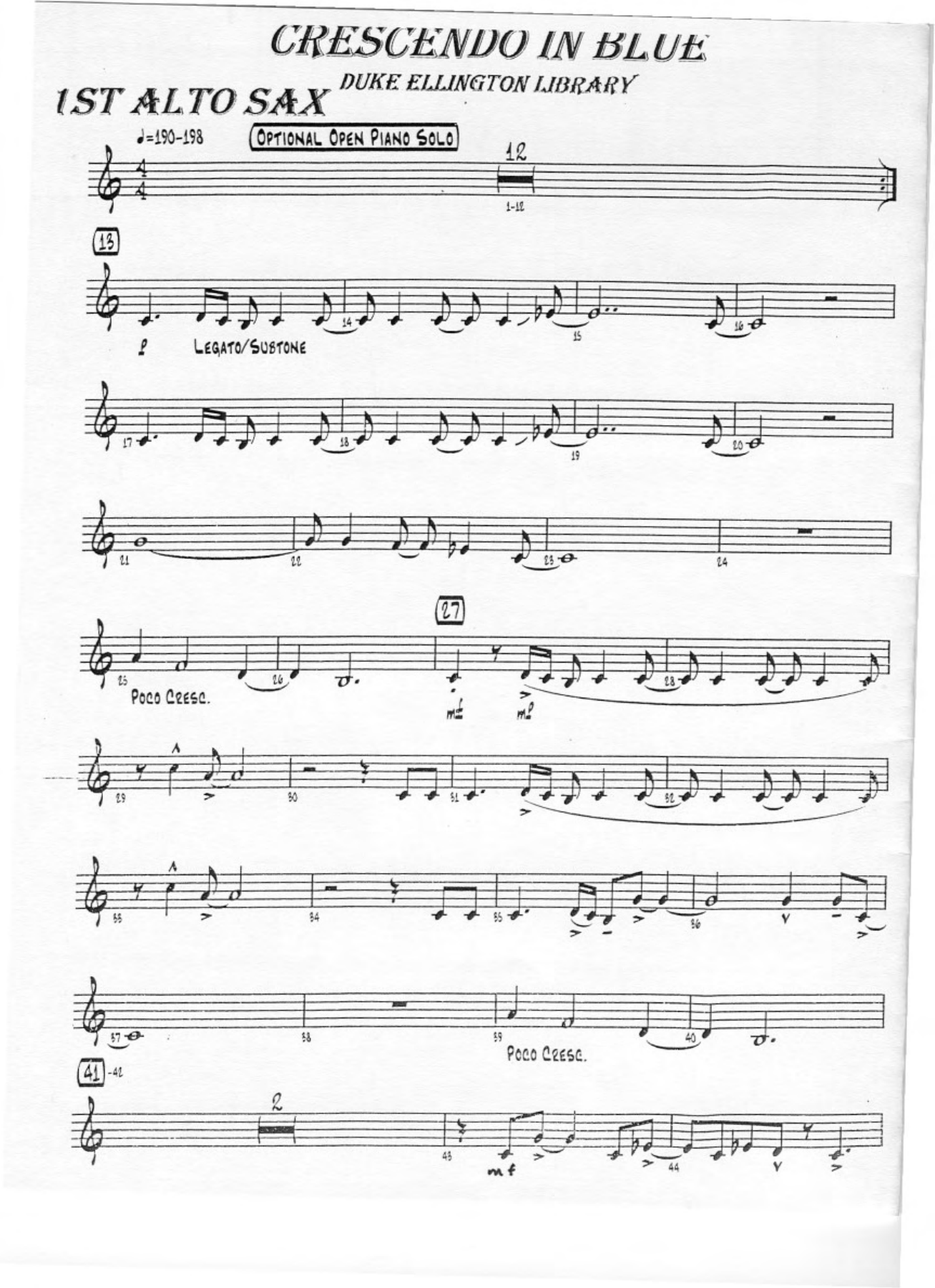 Crescendo In Blue — sheet music cover (first page)