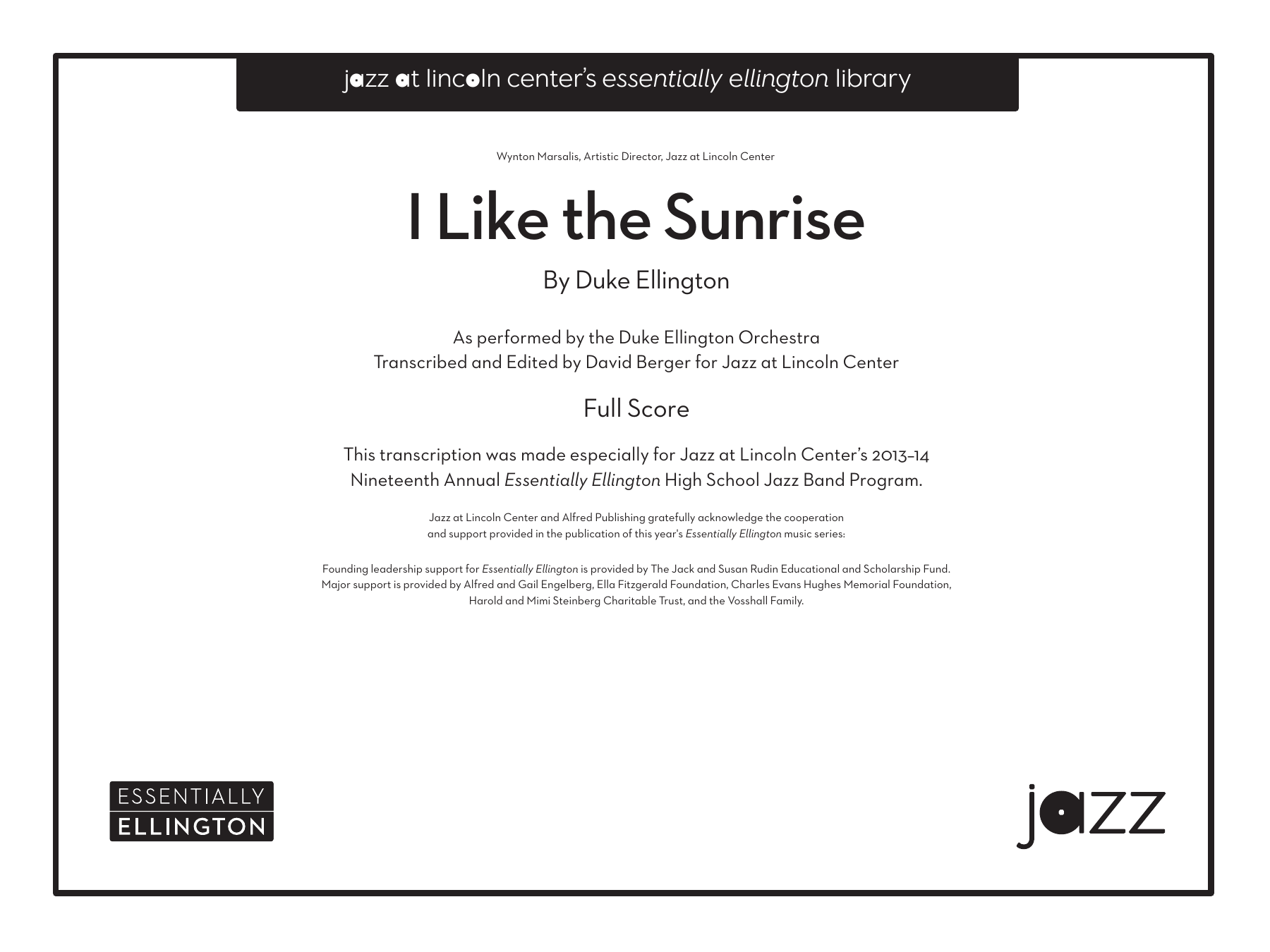 I Like The Sunrise (D.Ellington) Voc — sheet music cover (first page)