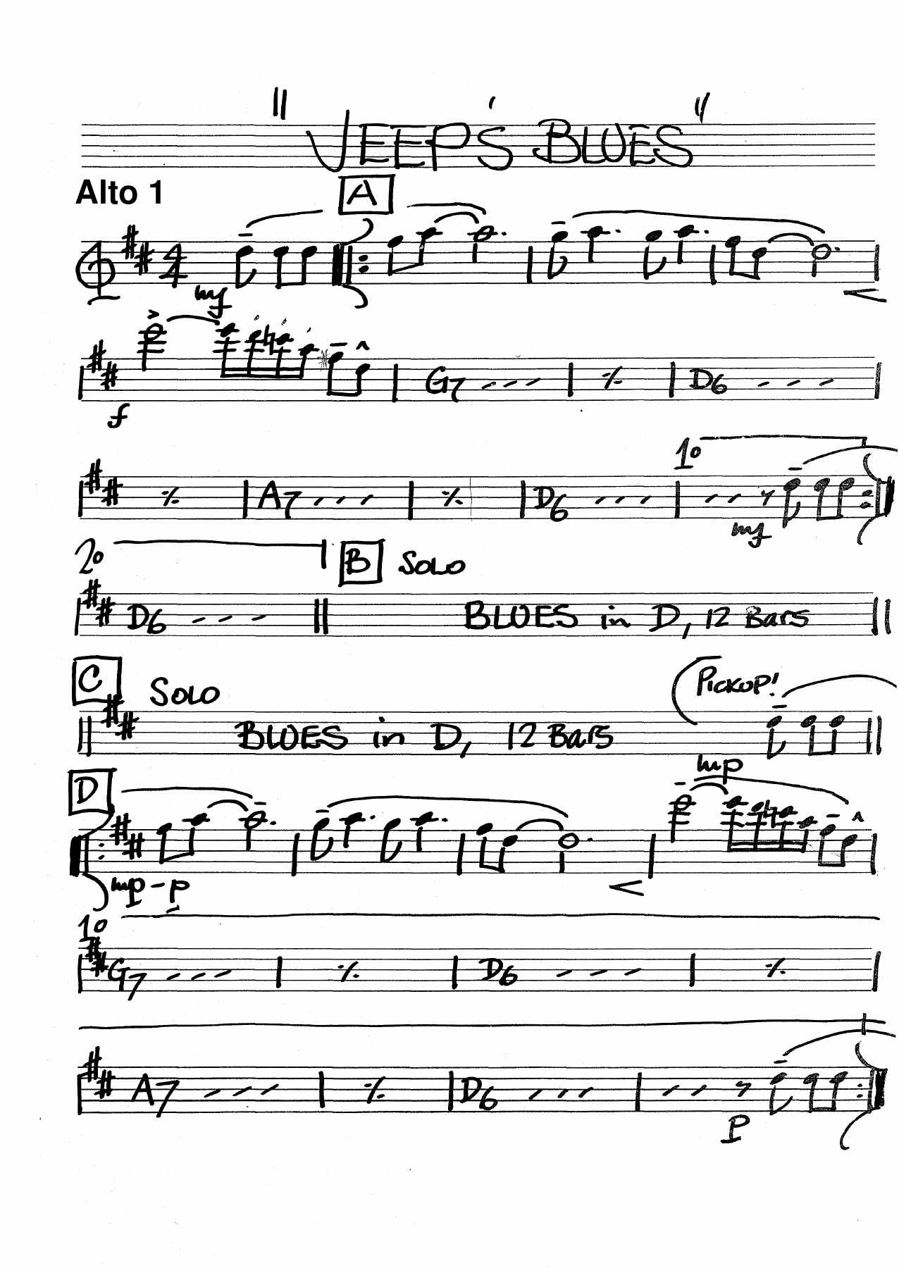 Jeep's Blues D.Ellington-J.Hodges) MP3 — Big Band sheet music arranged by Duke Ellington & B.Strayhorn.D.Berger | Jazz Standard