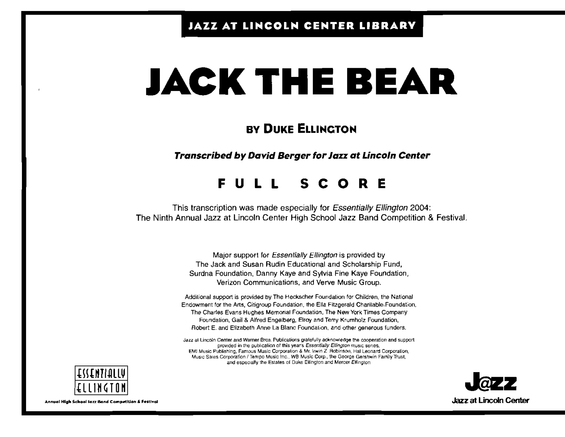 Jack The Bear — sheet music cover (first page)