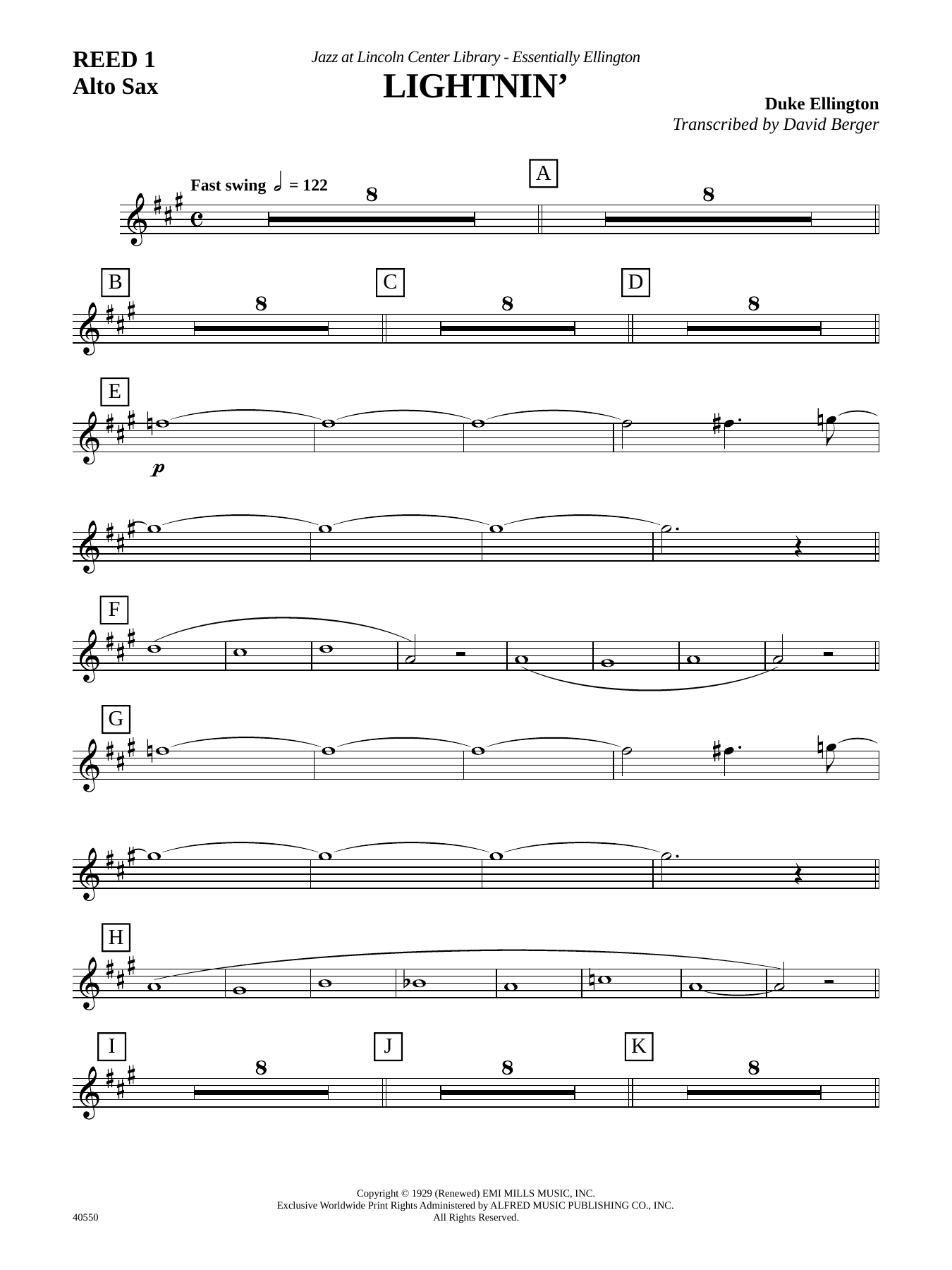 Lightnin (D.Ellington) D.Berger — sheet music cover (first page)