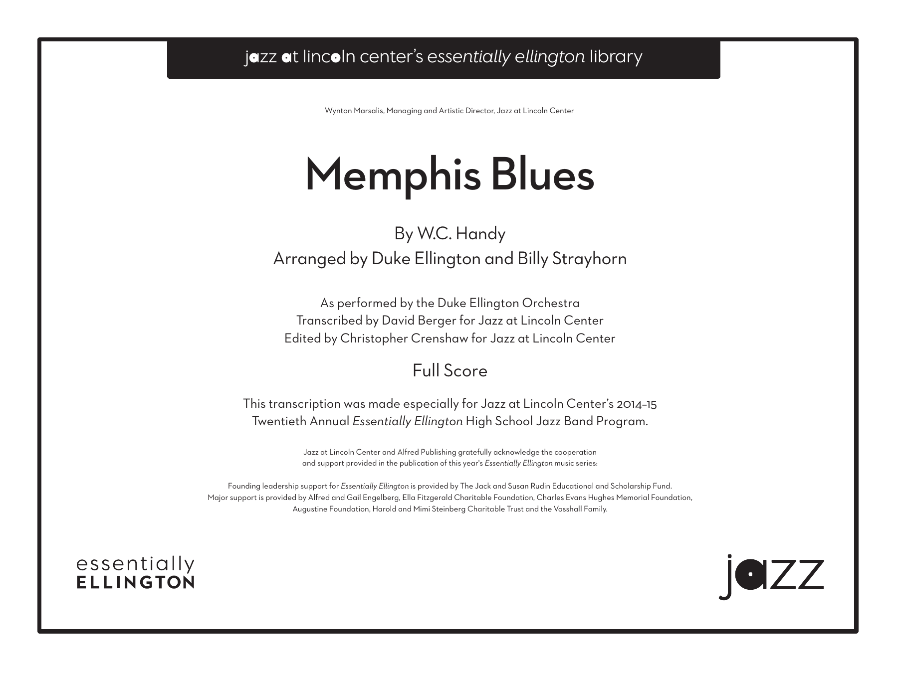 Memphis Blues (D.Ellington) D.Berger — Big Band sheet music arranged by Duke Ellington & B.Strayhorn.D.Berger | Jazz Standard