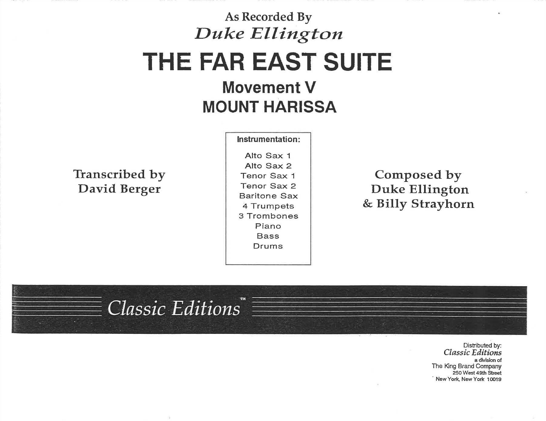 Mount Harissa (D.Berger) D.Ellington — Big Band sheet music arranged by Duke Ellington & B.Strayhorn.D.Berger | Jazz Standard