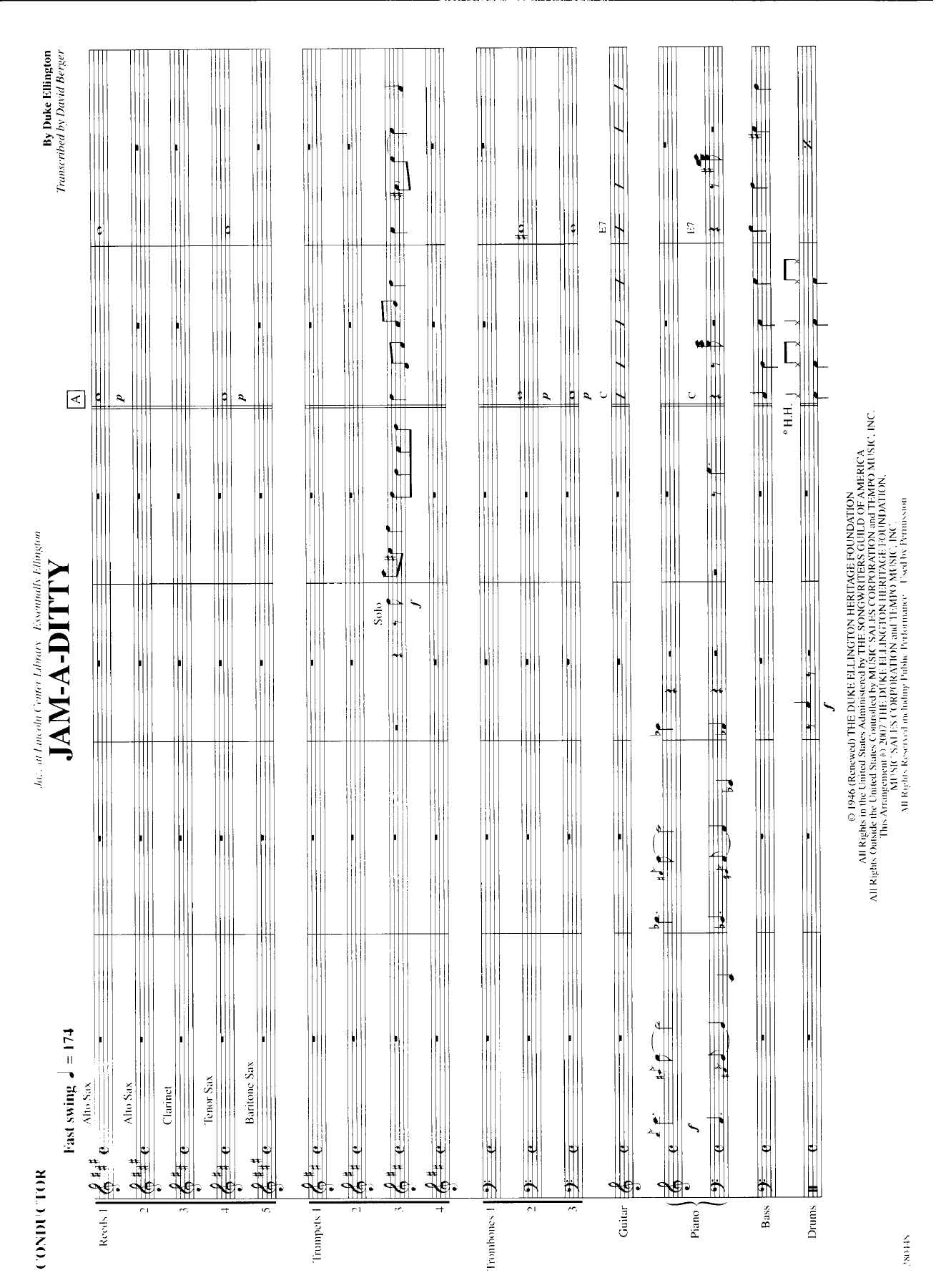 Jam-A-Ditty — Big Band sheet music arranged by D.Ellington | Jazz Standard