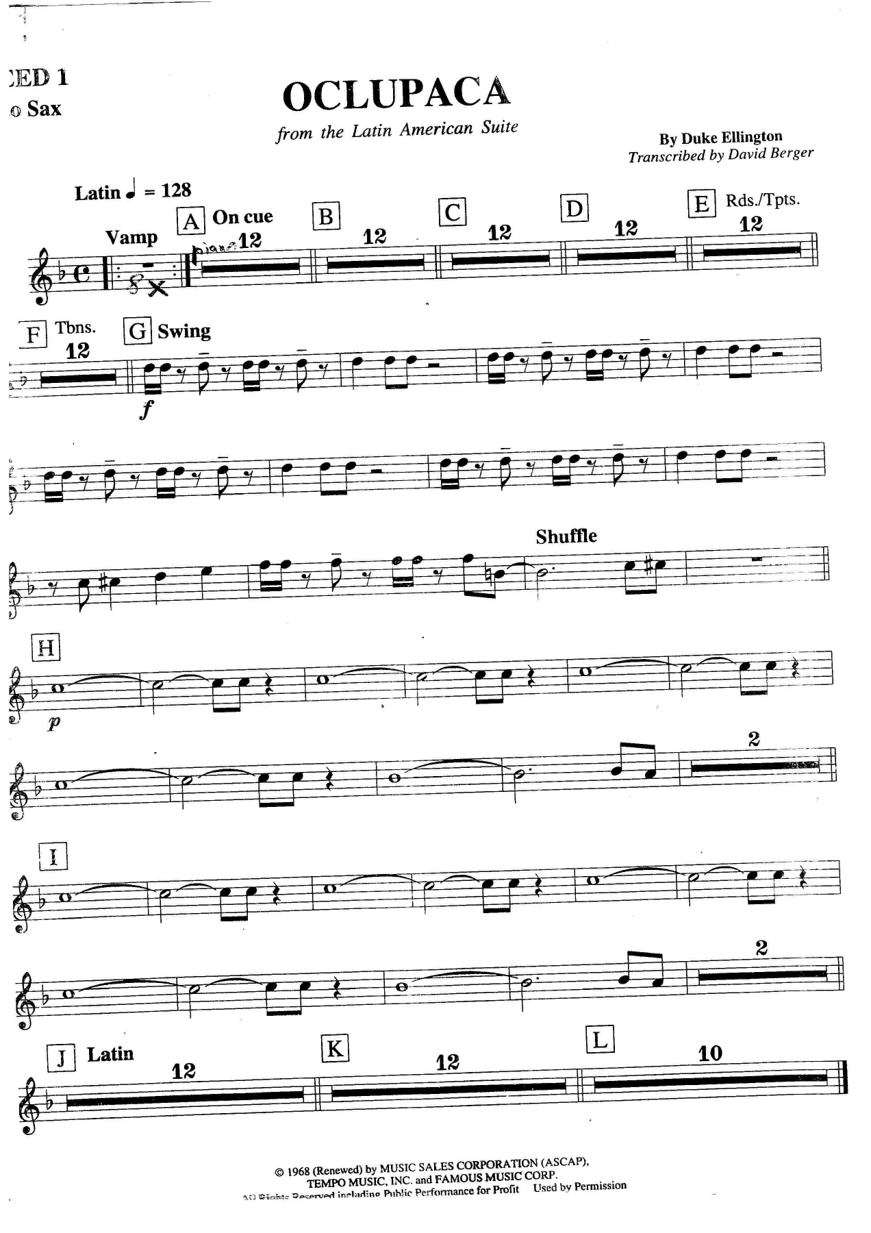 Oclupaca — sheet music cover (first page)