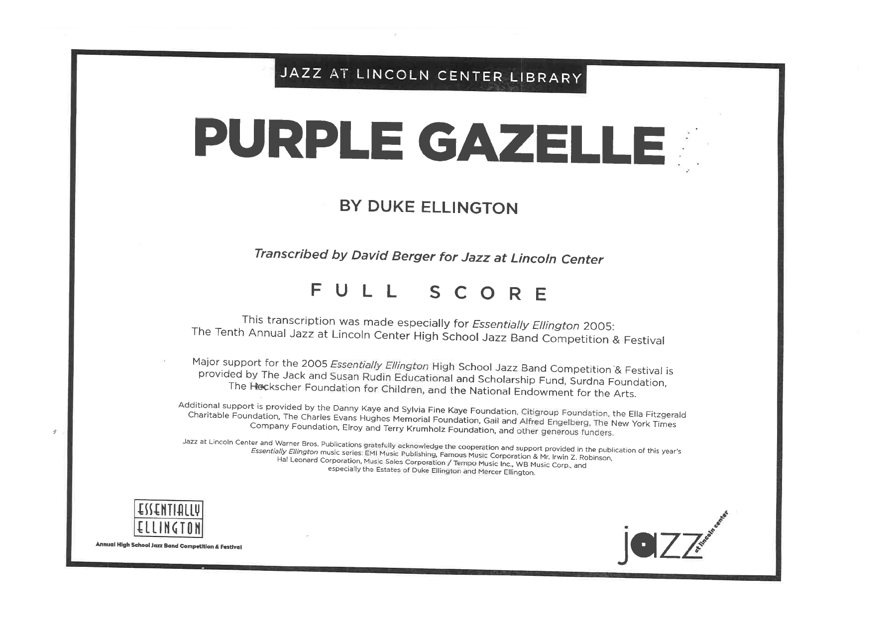 Purple Gazelle — sheet music cover (first page)