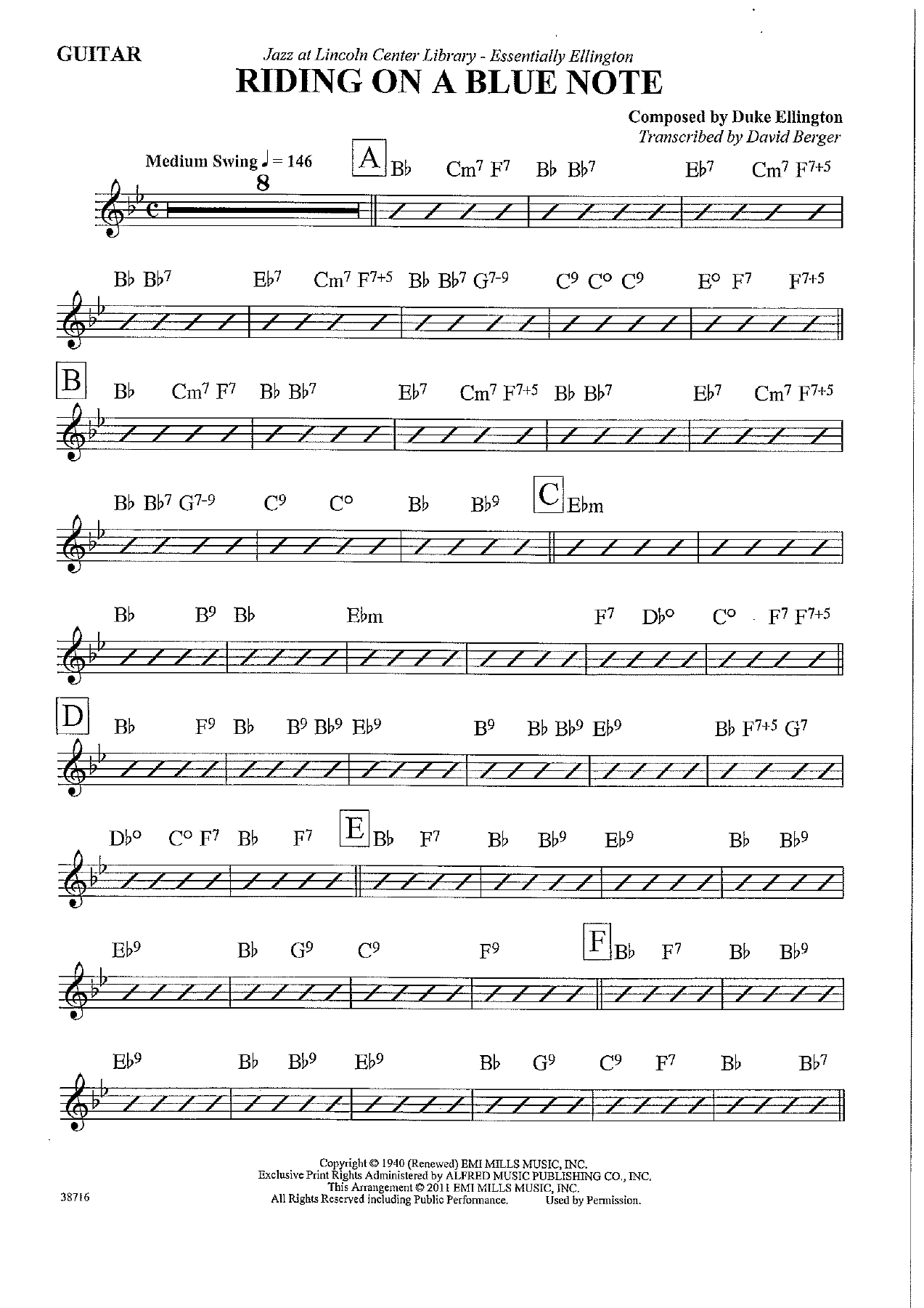 Riding On A Blue Note — Big Band sheet music arranged by D.Ellington | Jazz Standard