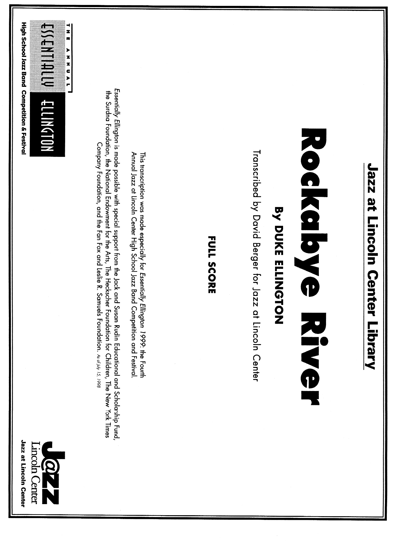 Rockbye River — sheet music cover (first page)