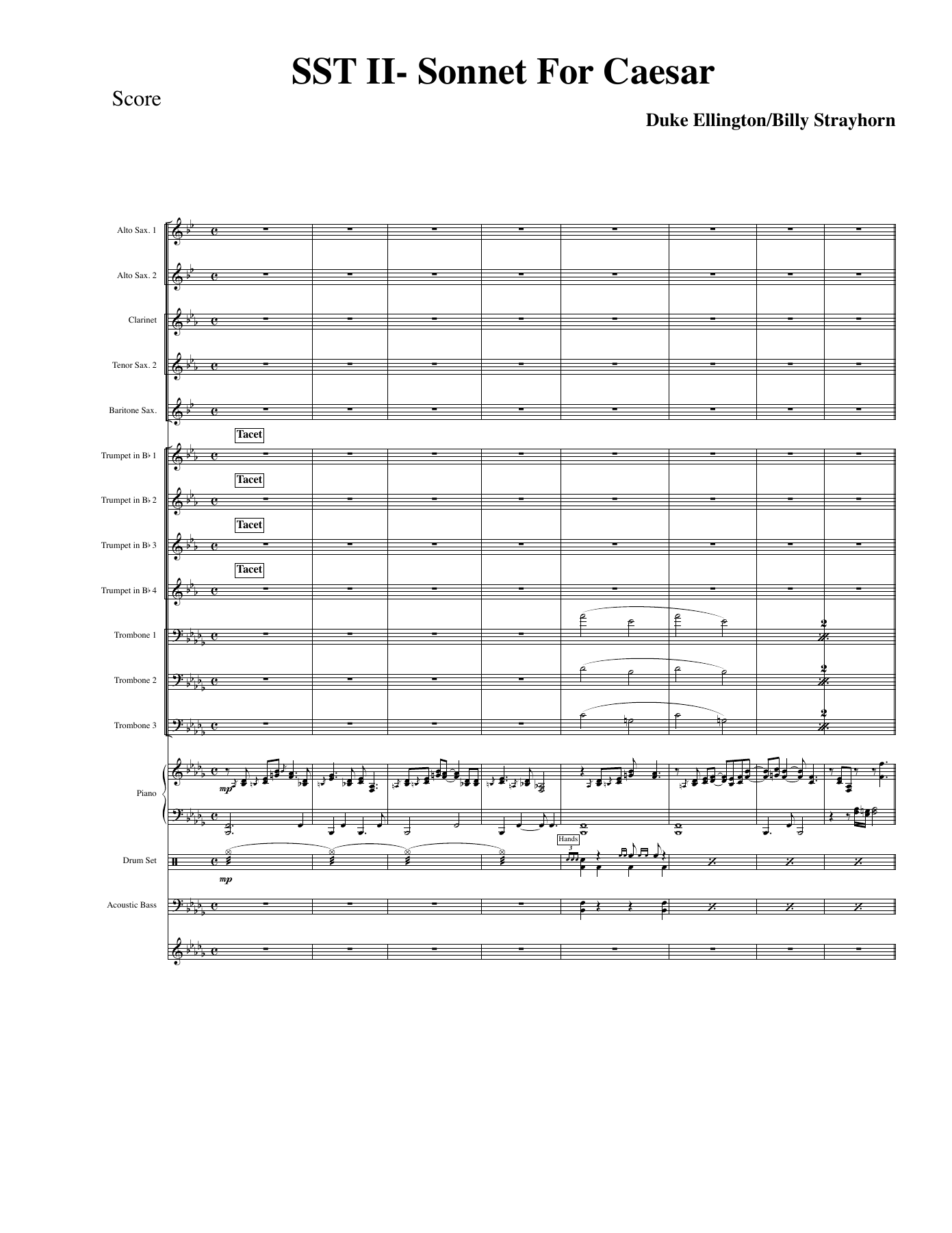 SST II - Sonnet For Ceasar — Big Band sheet music arranged by D.Ellington | Jazz Standard
