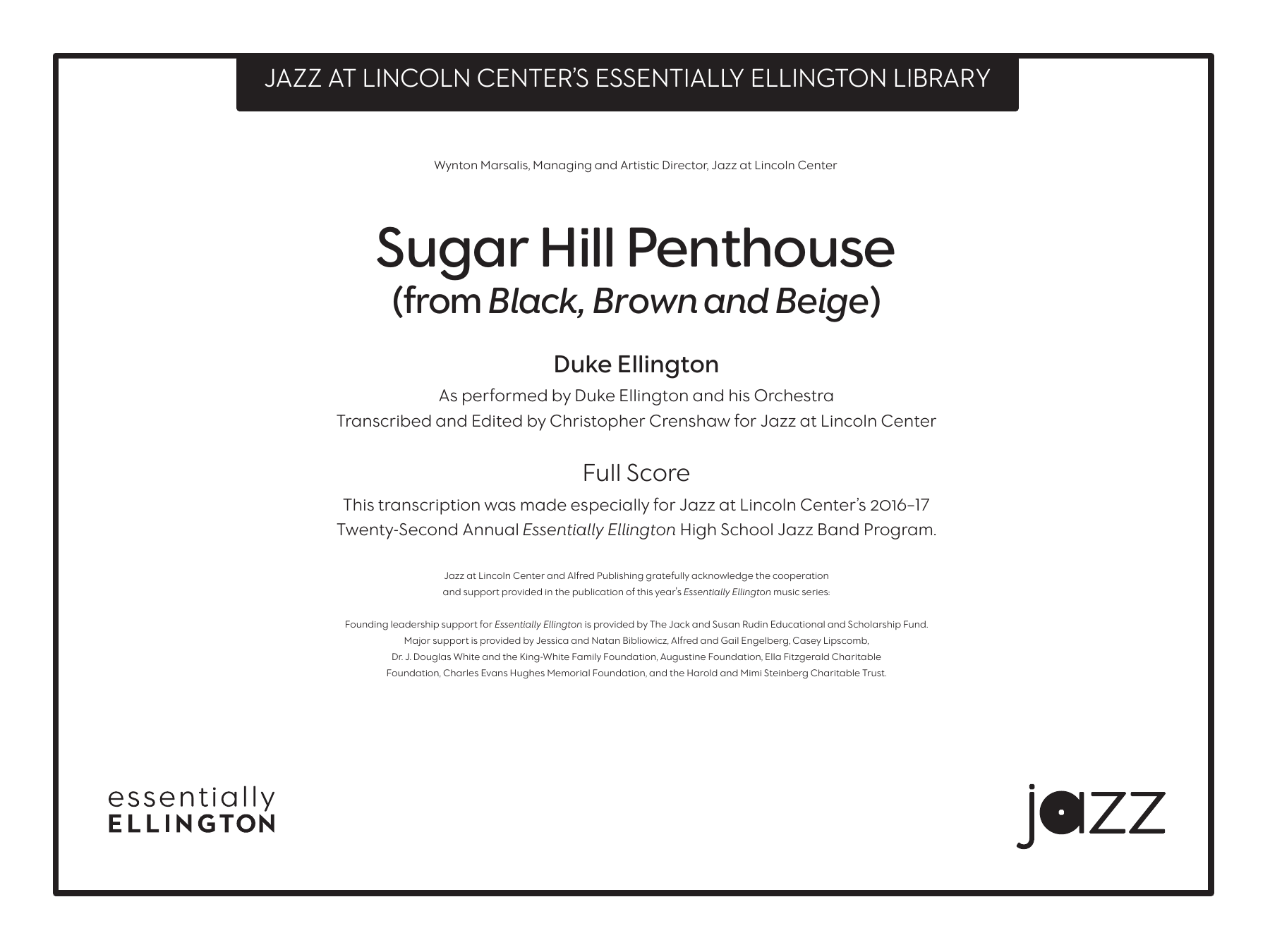 Sugar Hill Penthouse — Big Band sheet music arranged by D.Ellington | Jazz Standard