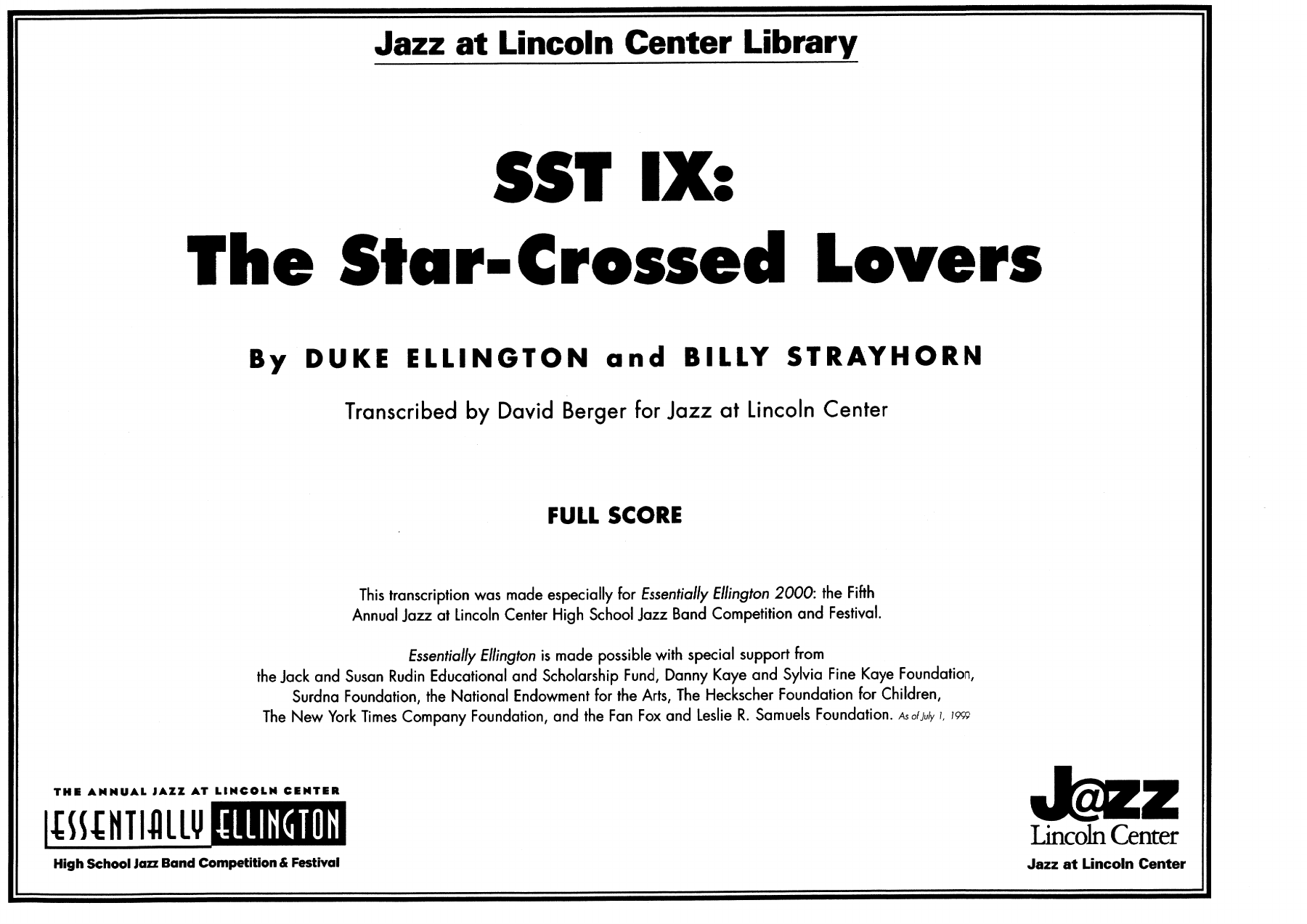The Star-Crossed — Big Band sheet music arranged by D.Ellington | Jazz Standard