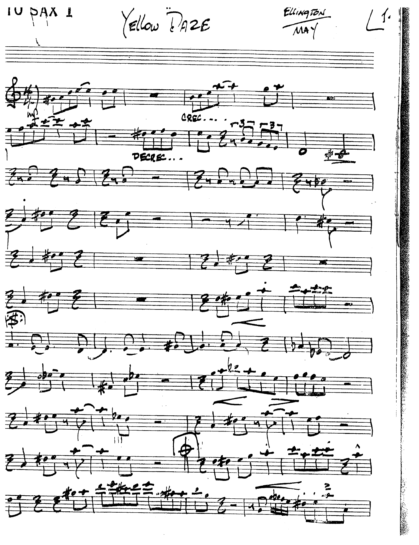 Yellow Days (D.Ellington) B.May-F.Sinatra. MP3 — 大乐队 sheet music by Duke Ellington & B.Strayhorn.D.Berger | Jazz Standard