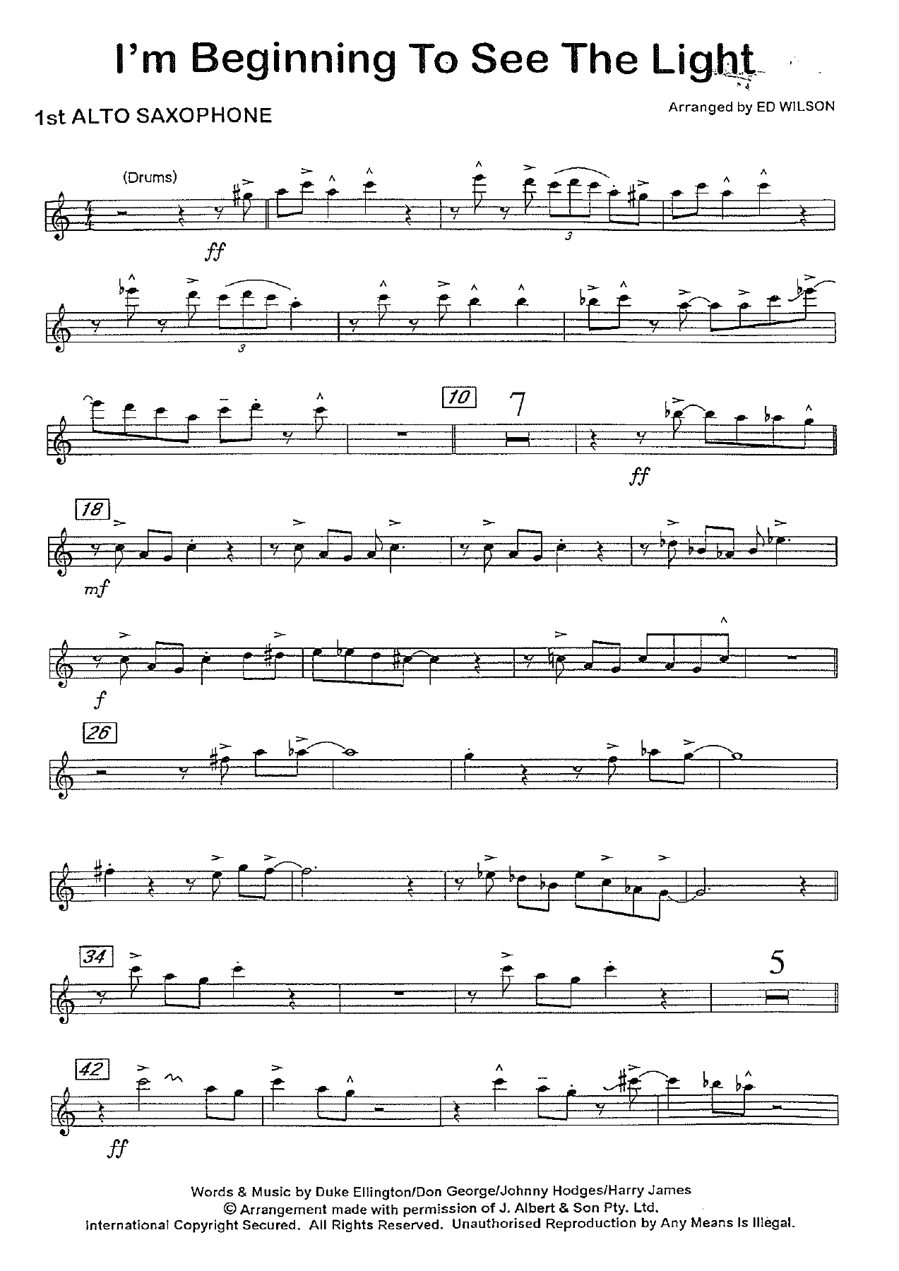 I'M Beginning To See The Light — Big Band sheet music arranged by Ed Wilson | Jazz Standard