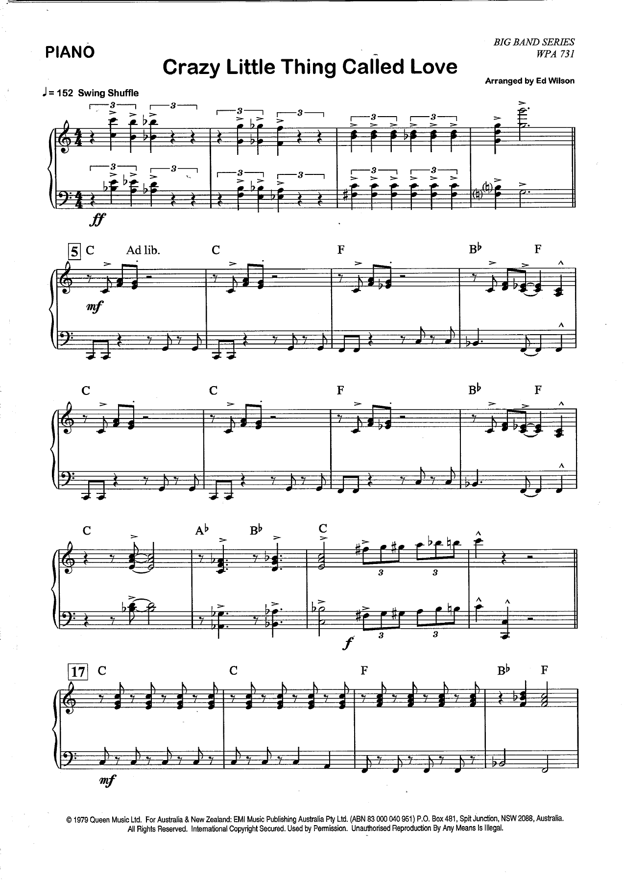 Crazy Little Thing Called Love — sheet music preview
