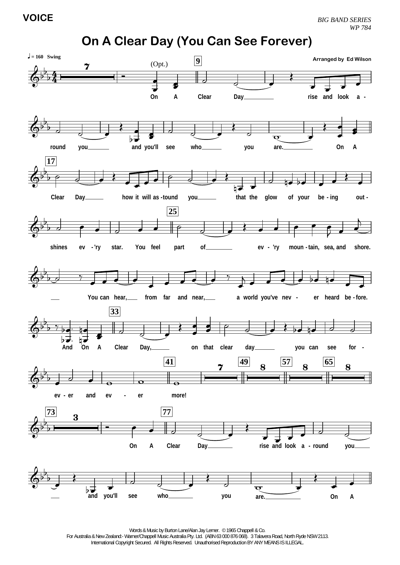 On A Clear Day — Big Band sheet music arranged by Ed Wilson | Jazz Standard