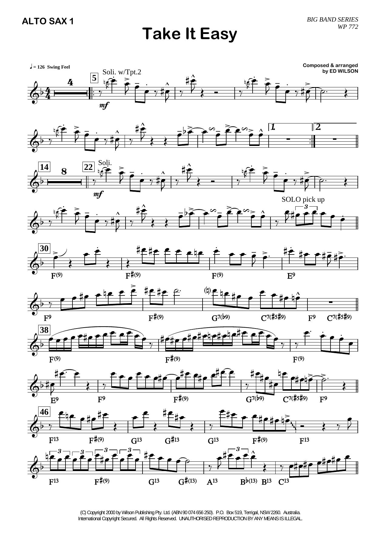 Take It Easy — sheet music cover (first page)