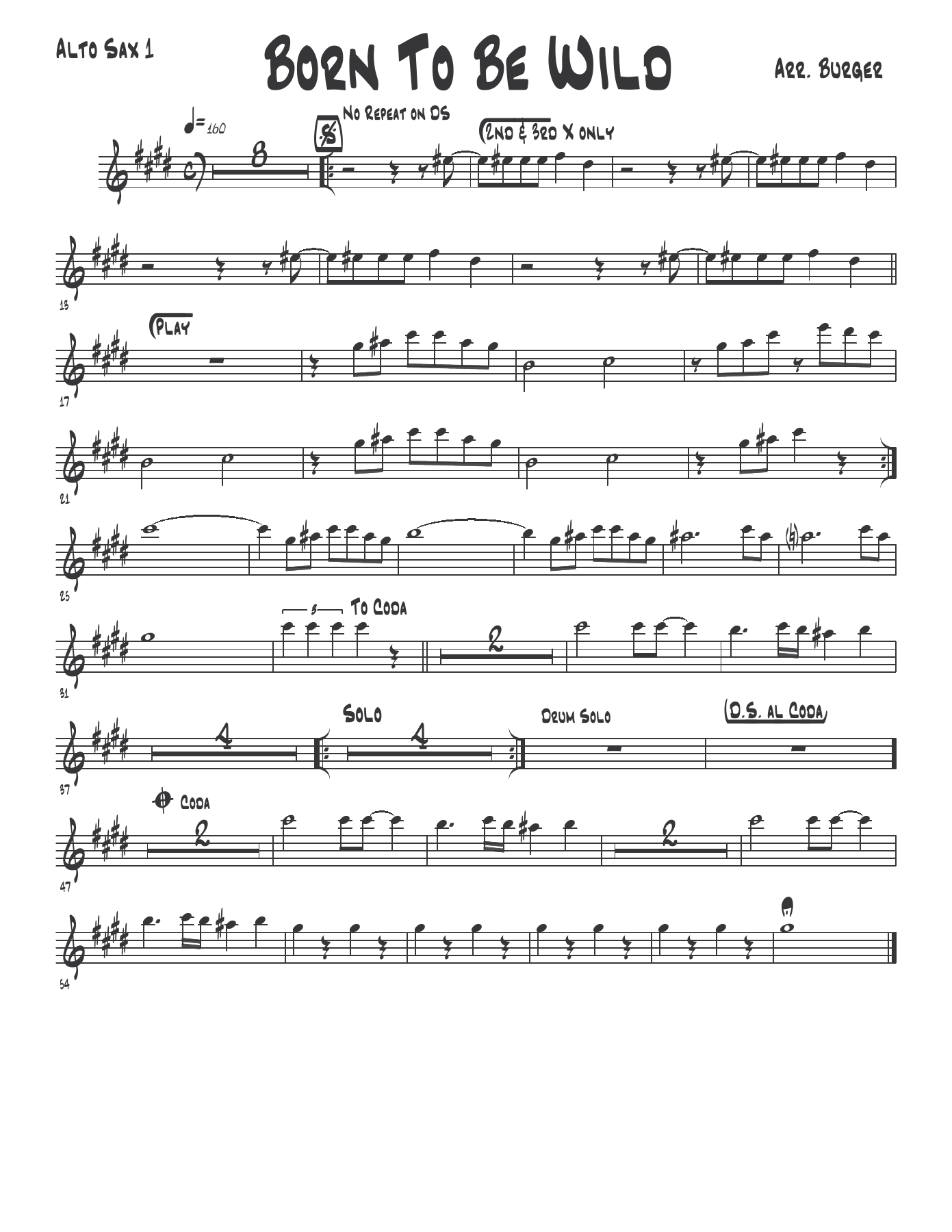 Born To Be Wild — sheet music cover (first page)