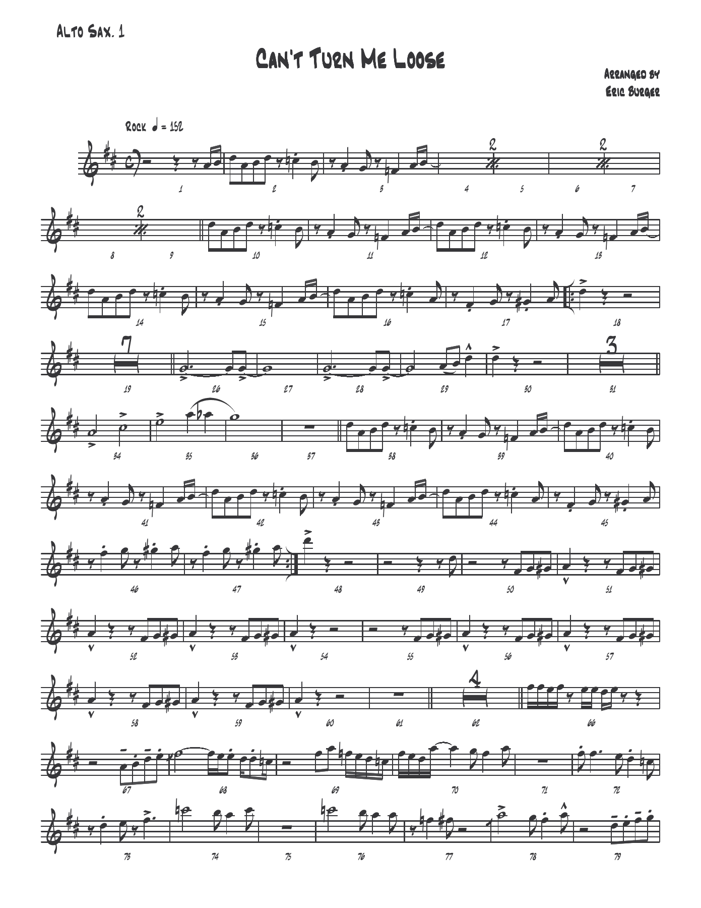 Can't Turn Me Loose — Big Band sheet music arranged by E.Burger | Jazz Standard
