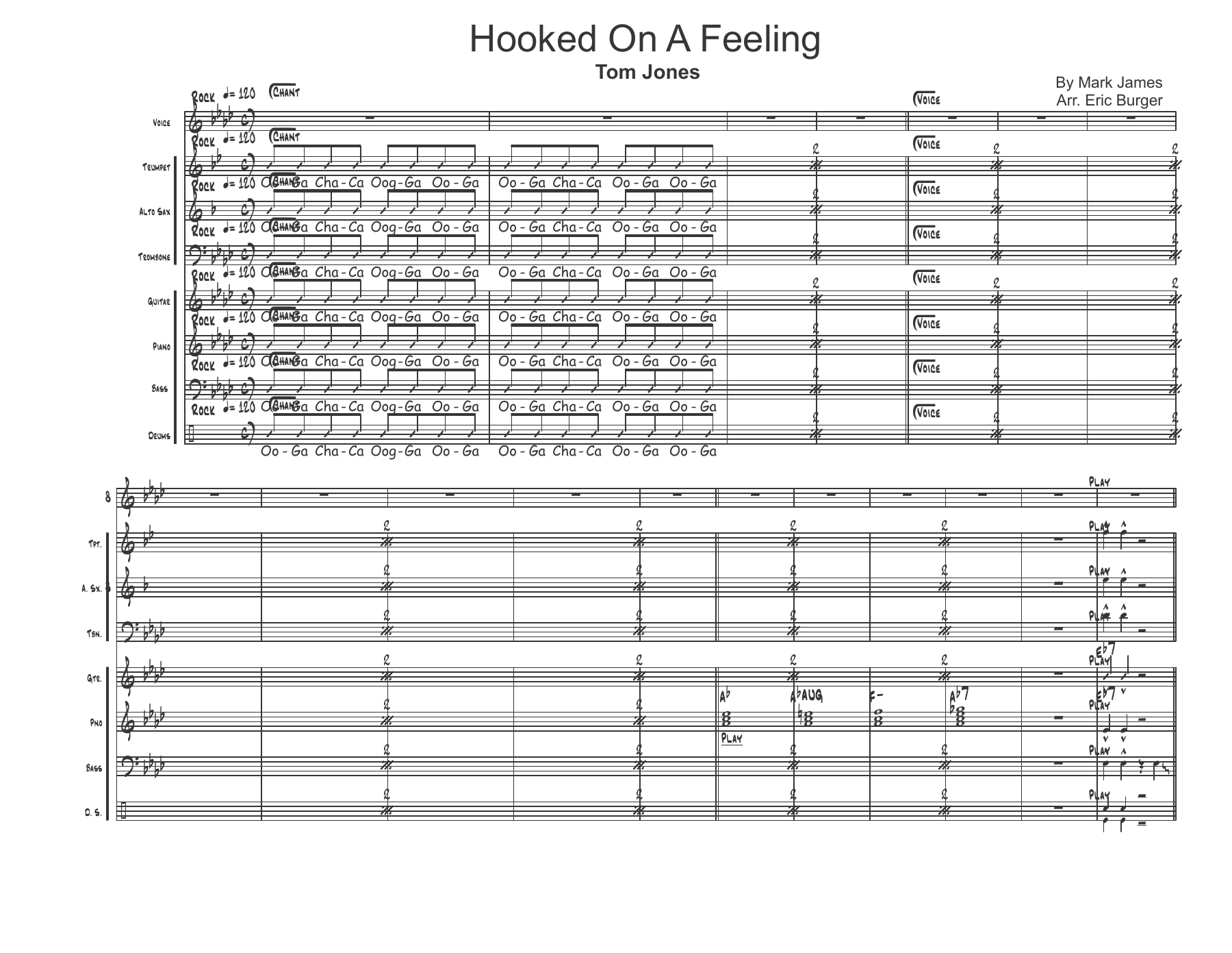 Hooked On A Feeling (E.Burger) T.Jones — Big Band sheet music arranged by Eric Burger | Jazz Standard
