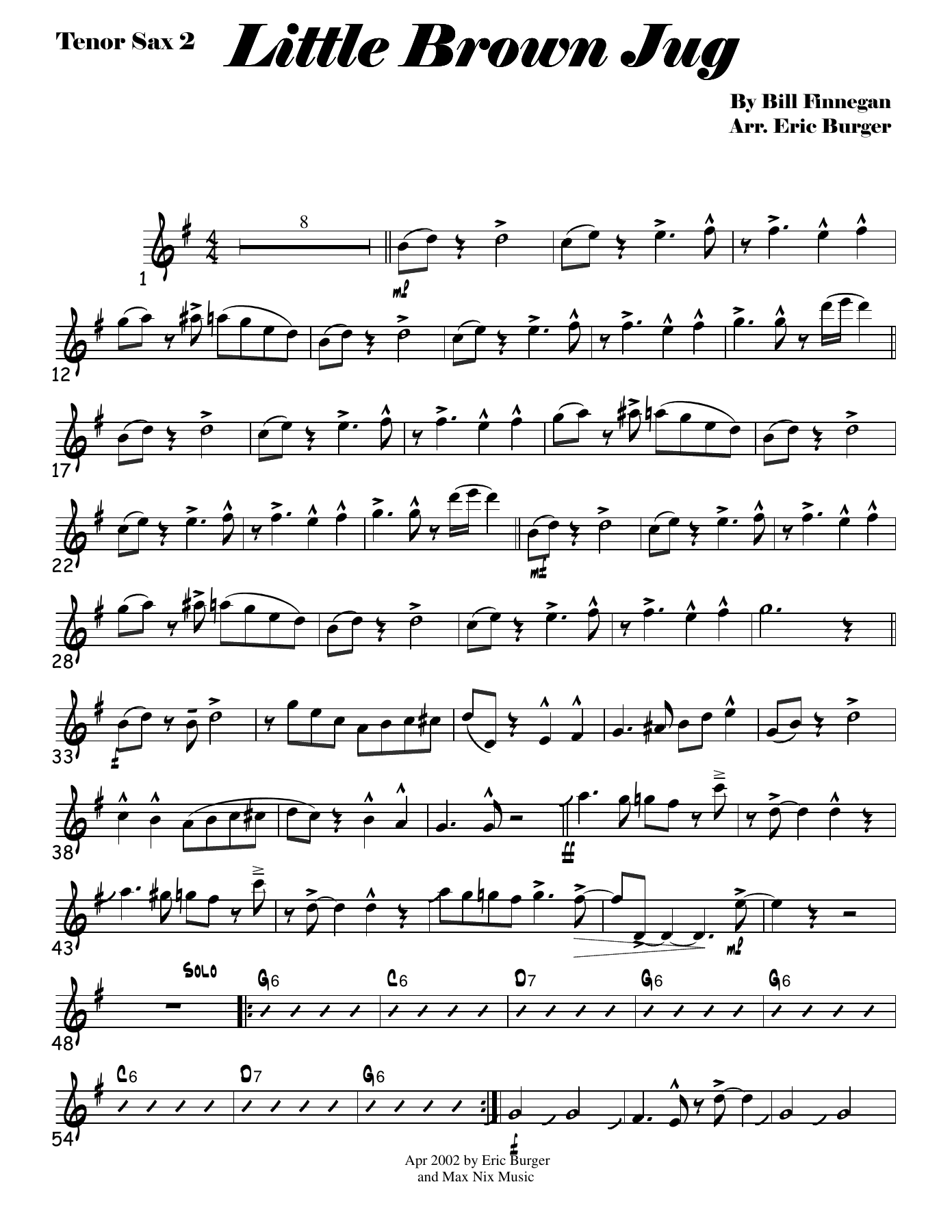 Little Brown Jug — sheet music cover (first page)