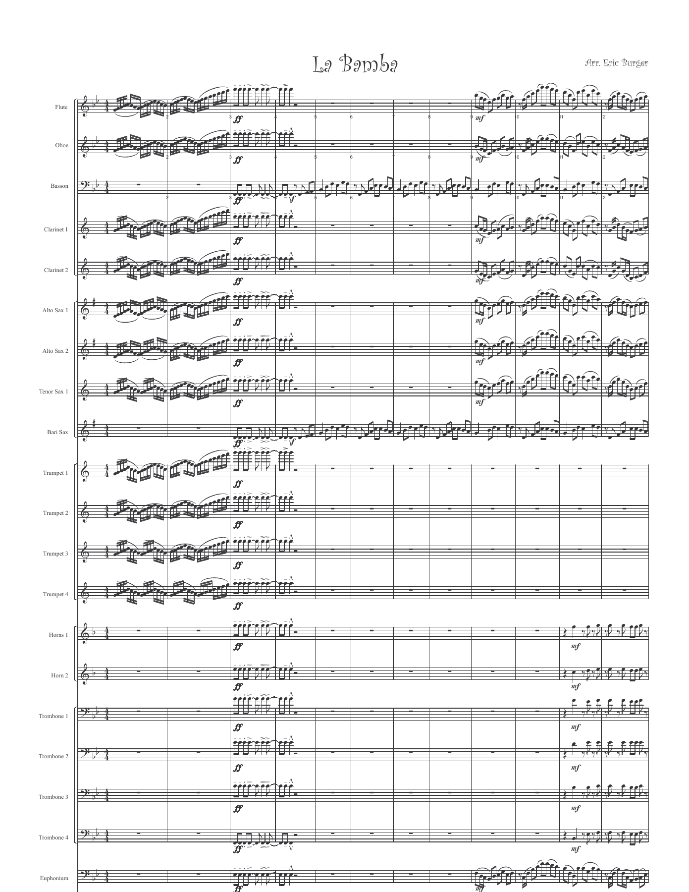 La Bamba — sheet music cover (first page)