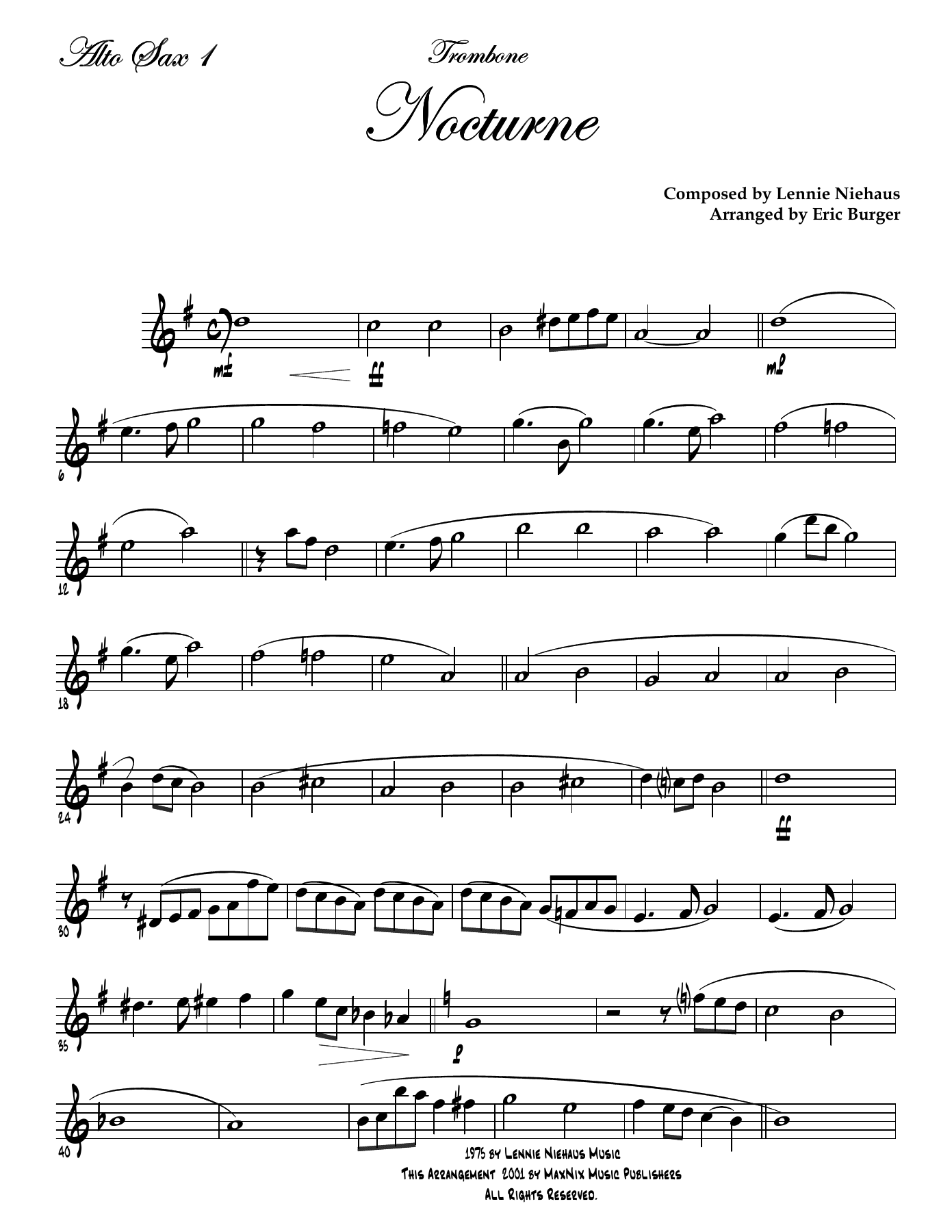 Nocturne (E.Burger) TRB.Solo — Big Band sheet music arranged by Eric Burger | Jazz Standard
