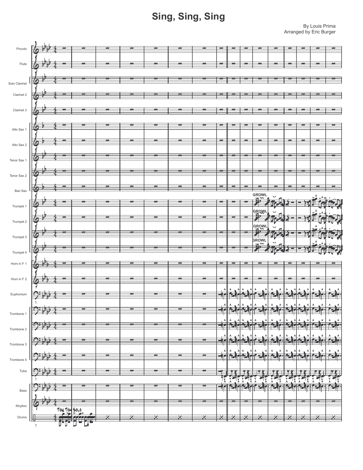 Sing Sing Sing — sheet music cover (first page)