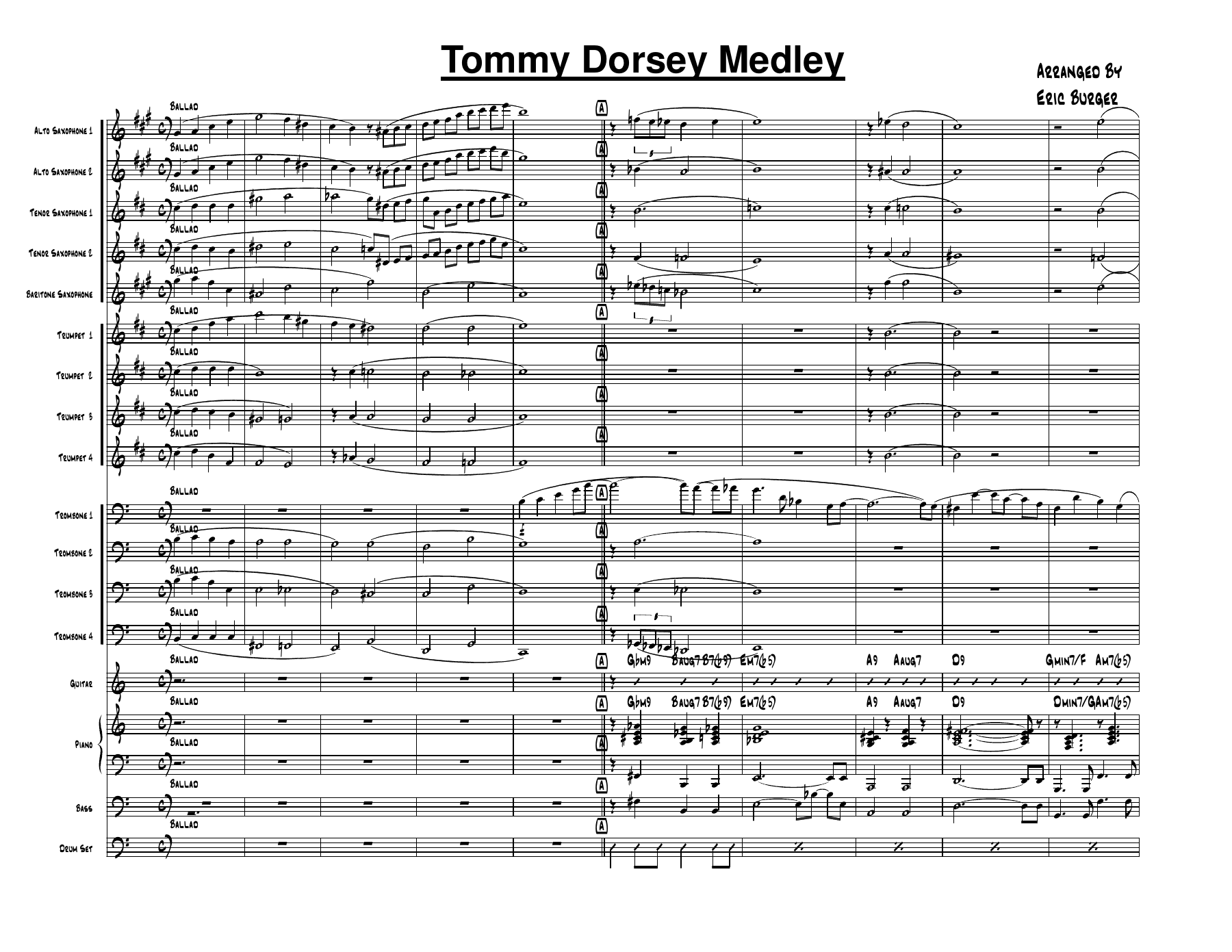 Tommy Dorsey Medley — sheet music cover (first page)