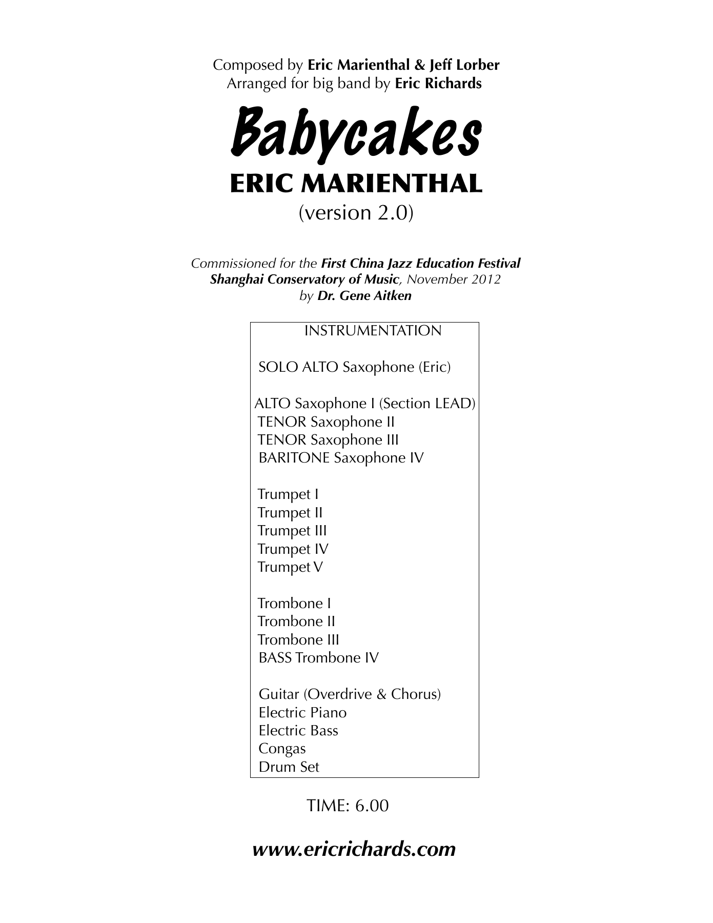 Babycakes — sheet music cover (first page)