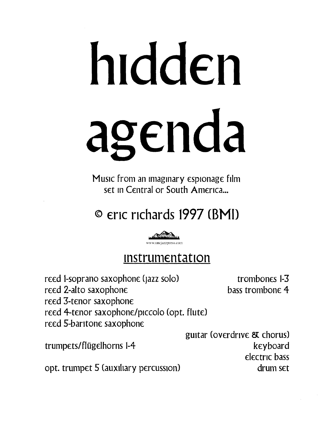 Hidden Agenda — sheet music cover (first page)