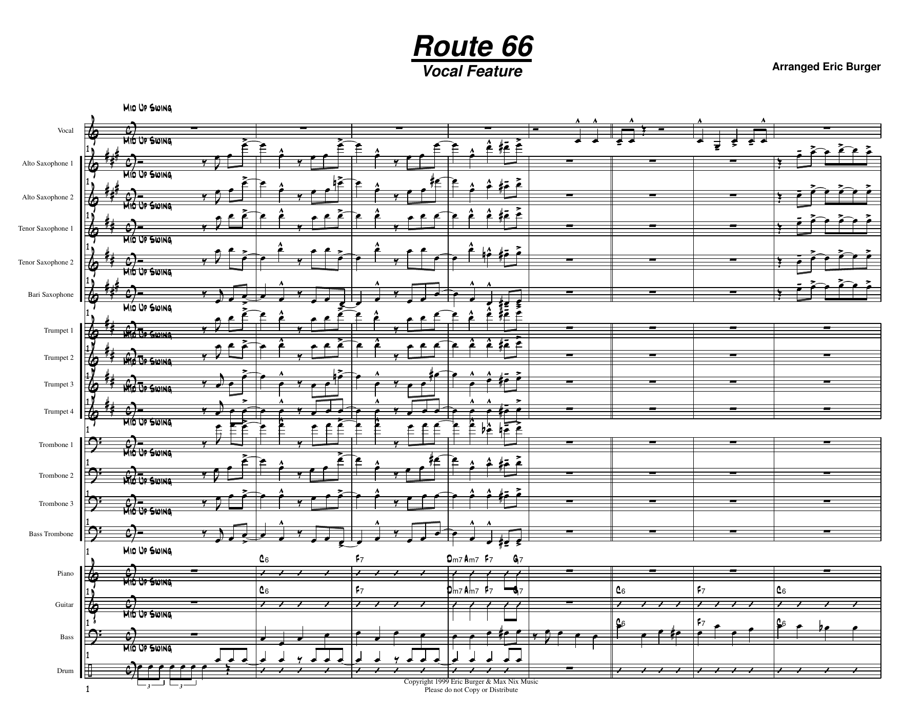 Route 66 — sheet music cover (first page)