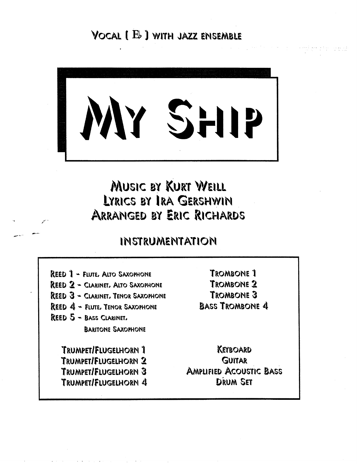 My Ship — Big Band sheet music arranged by E.Richards | Jazz Vocal